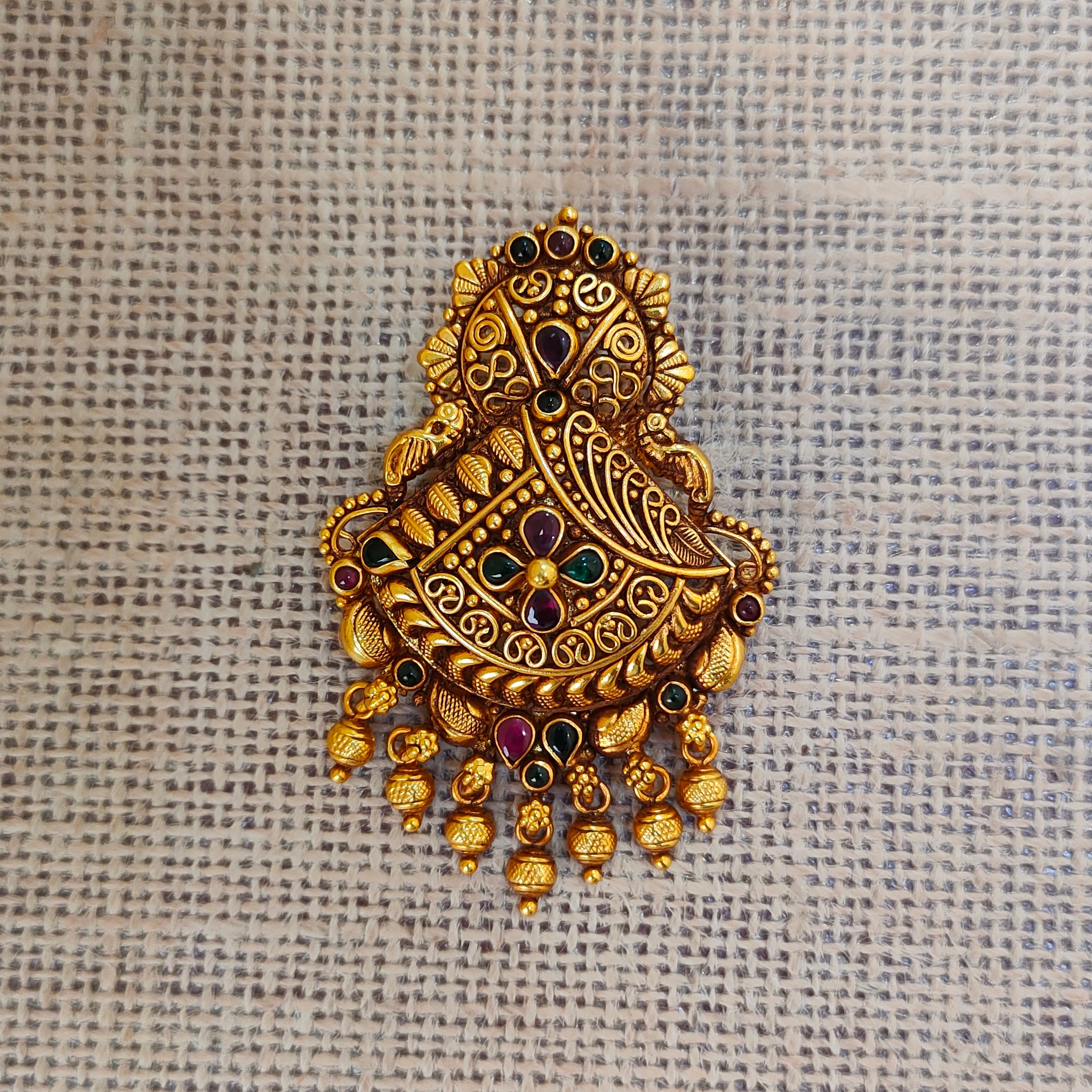 925 Silver Gold plated Nakshi Pendant- 5581