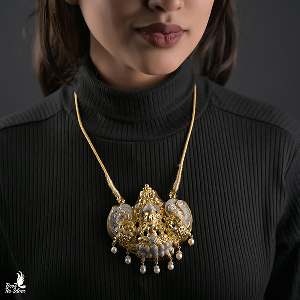 925 Silver Gold plated Nakshi Pendant-5421