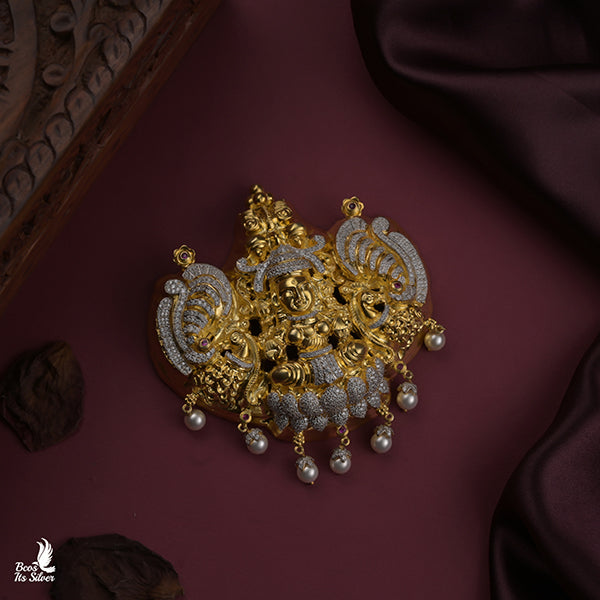 925 Silver Gold plated Nakshi Pendant-5421