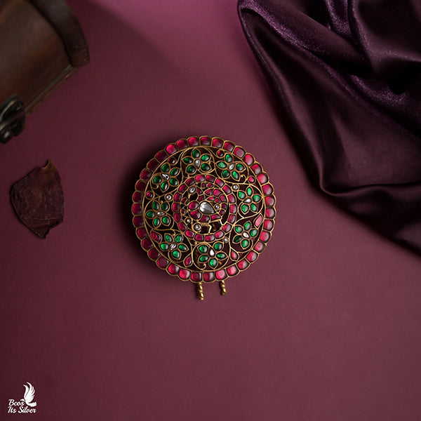 Pure 925 Kundan Hair Brooch-6692
