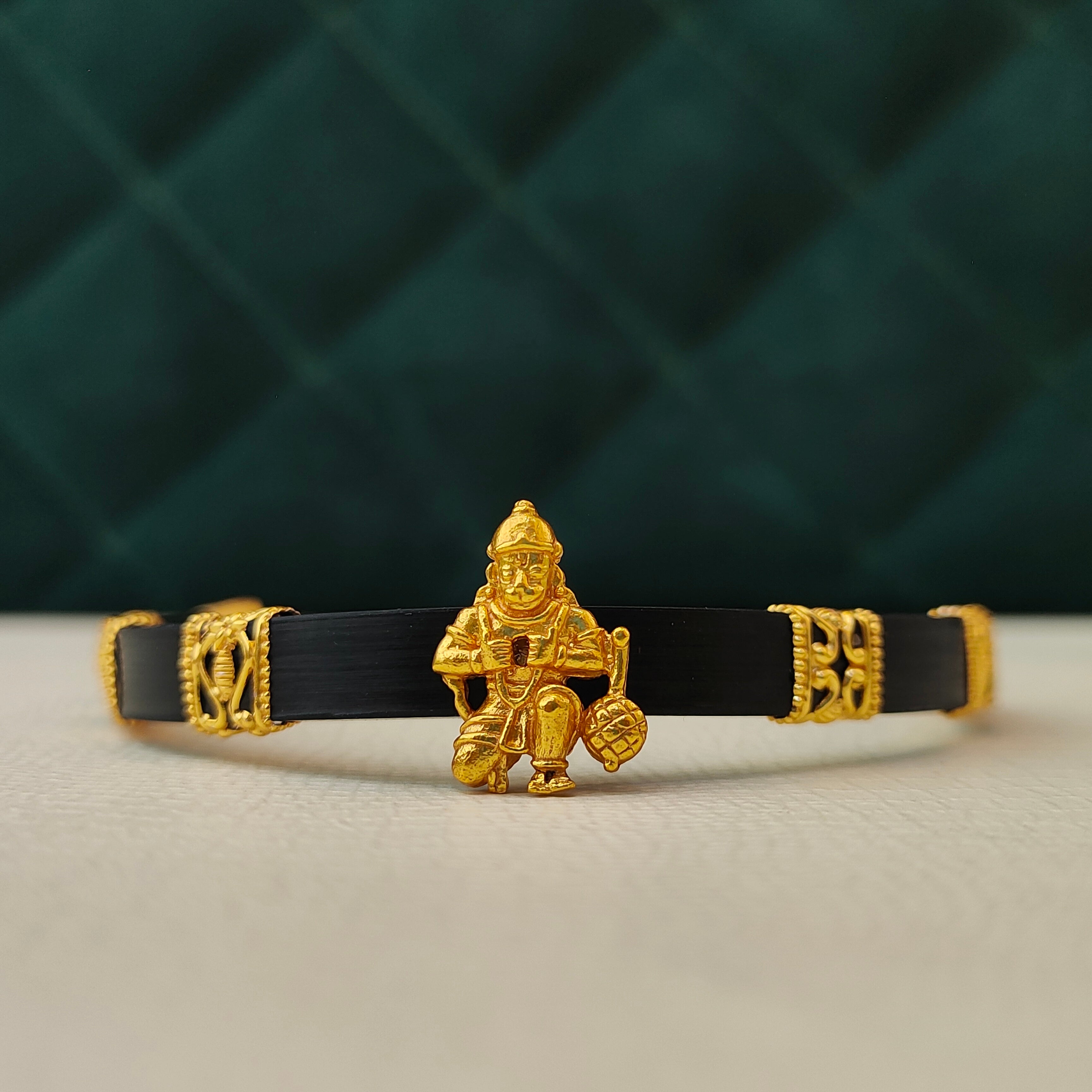 925 Silver Gold Plated Hanuman Ruber Kada-5618