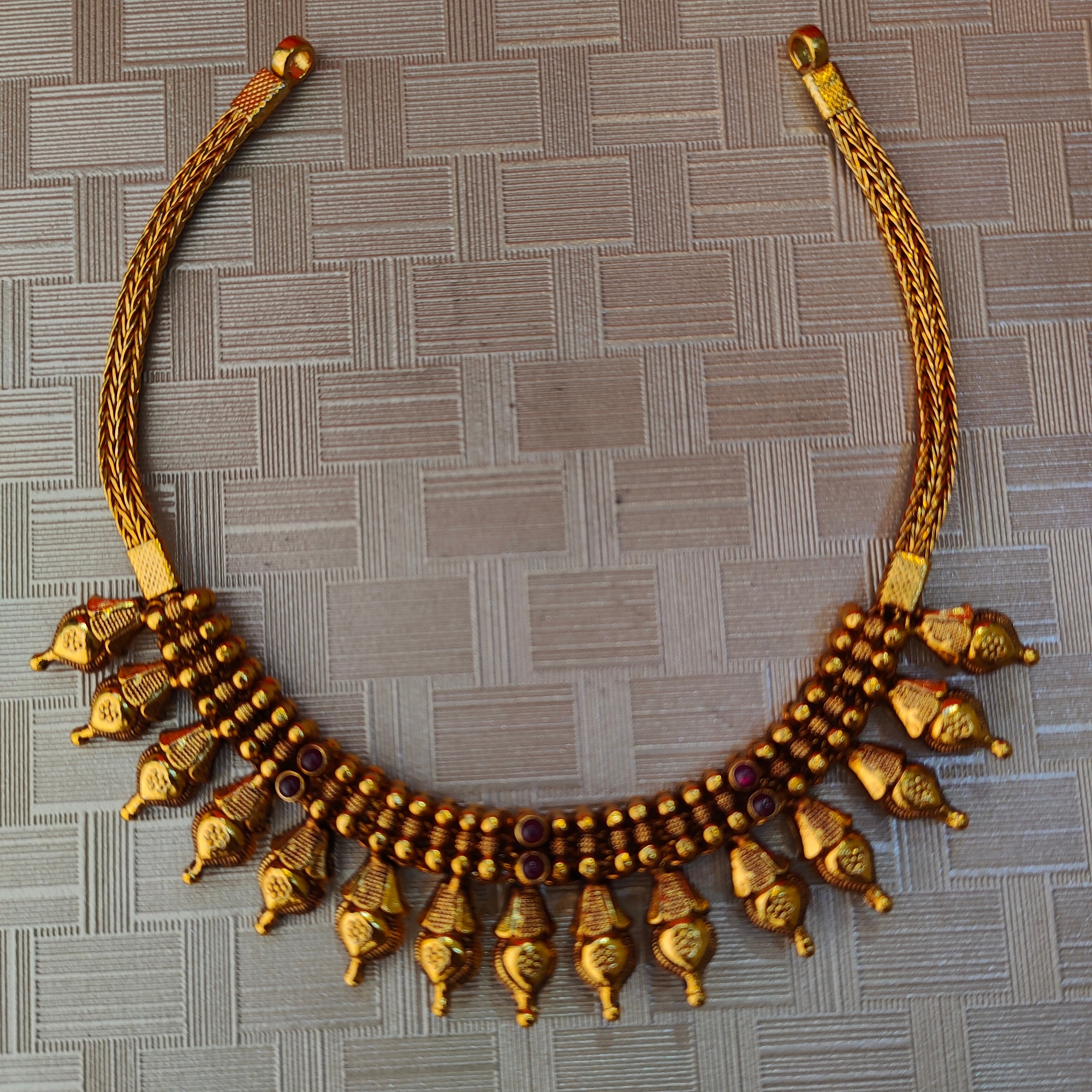 925 Silver Gold Plated Necklace-1307