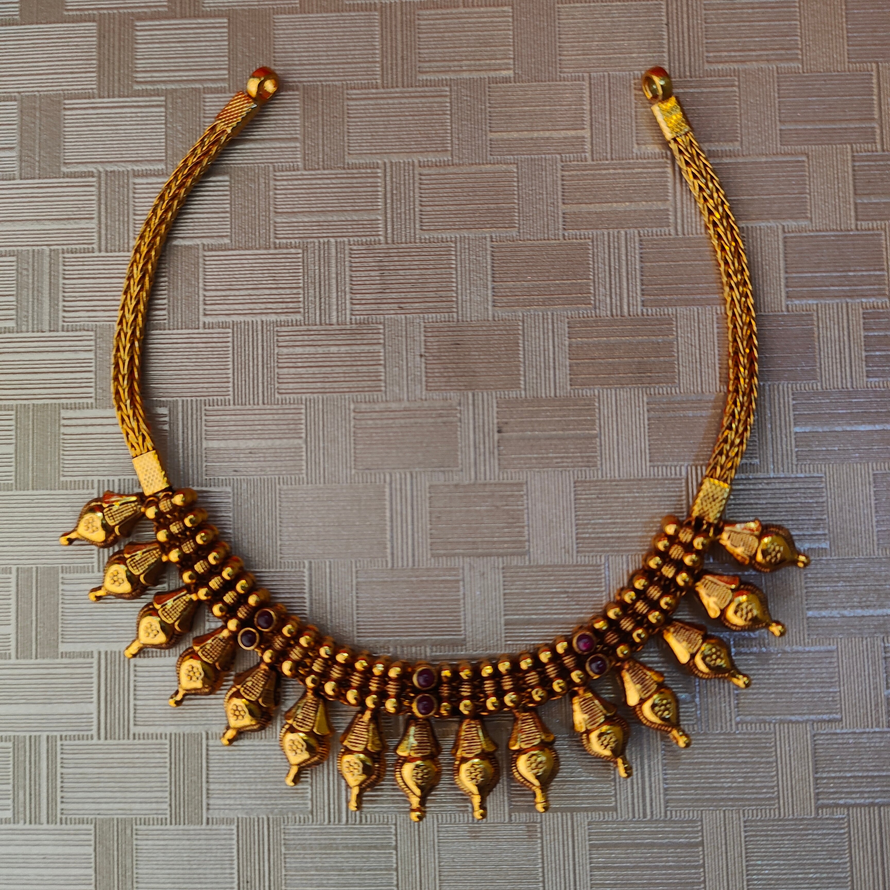 925 Silver Gold Plated Necklace-1307