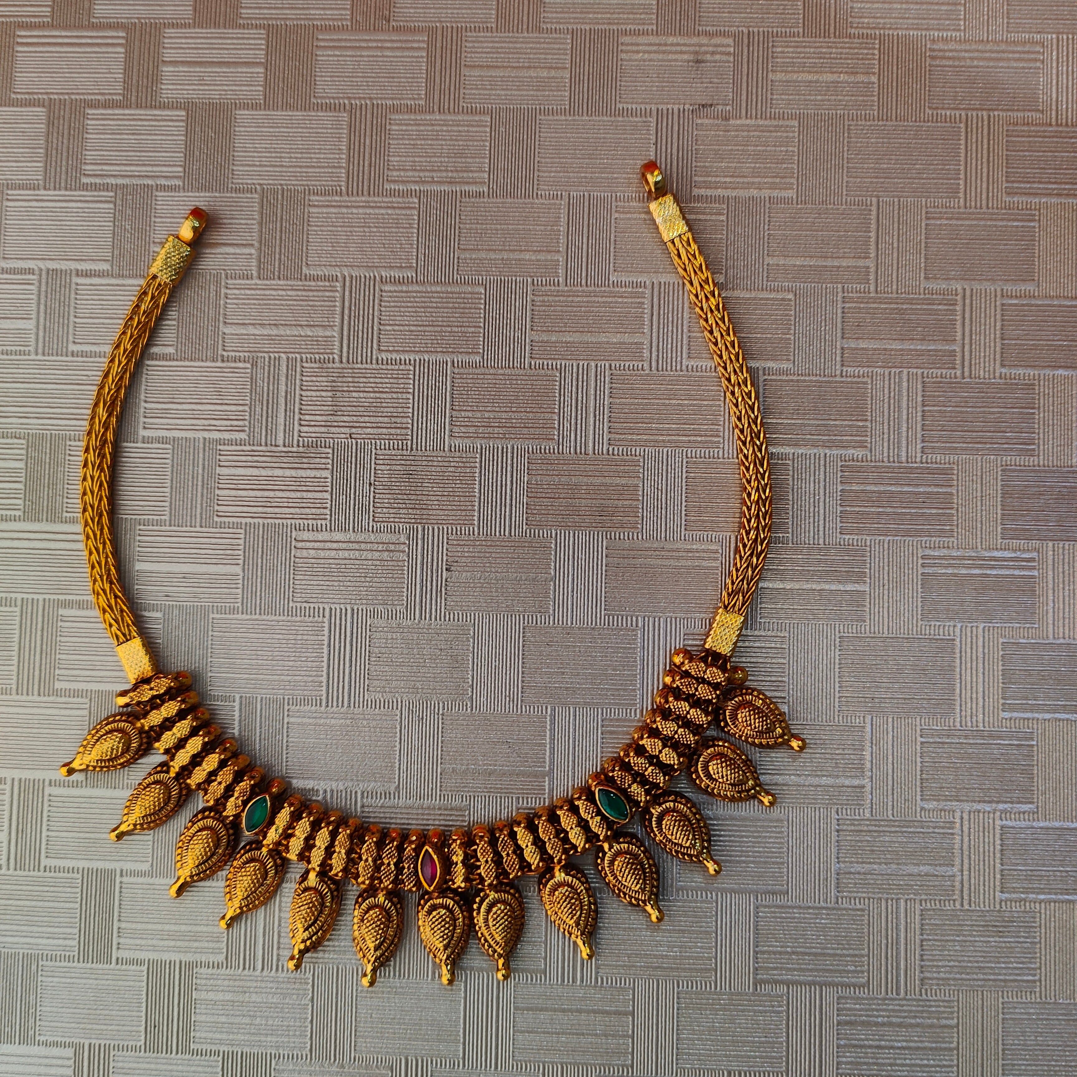 925 Silver Gold Plated Necklace-1308