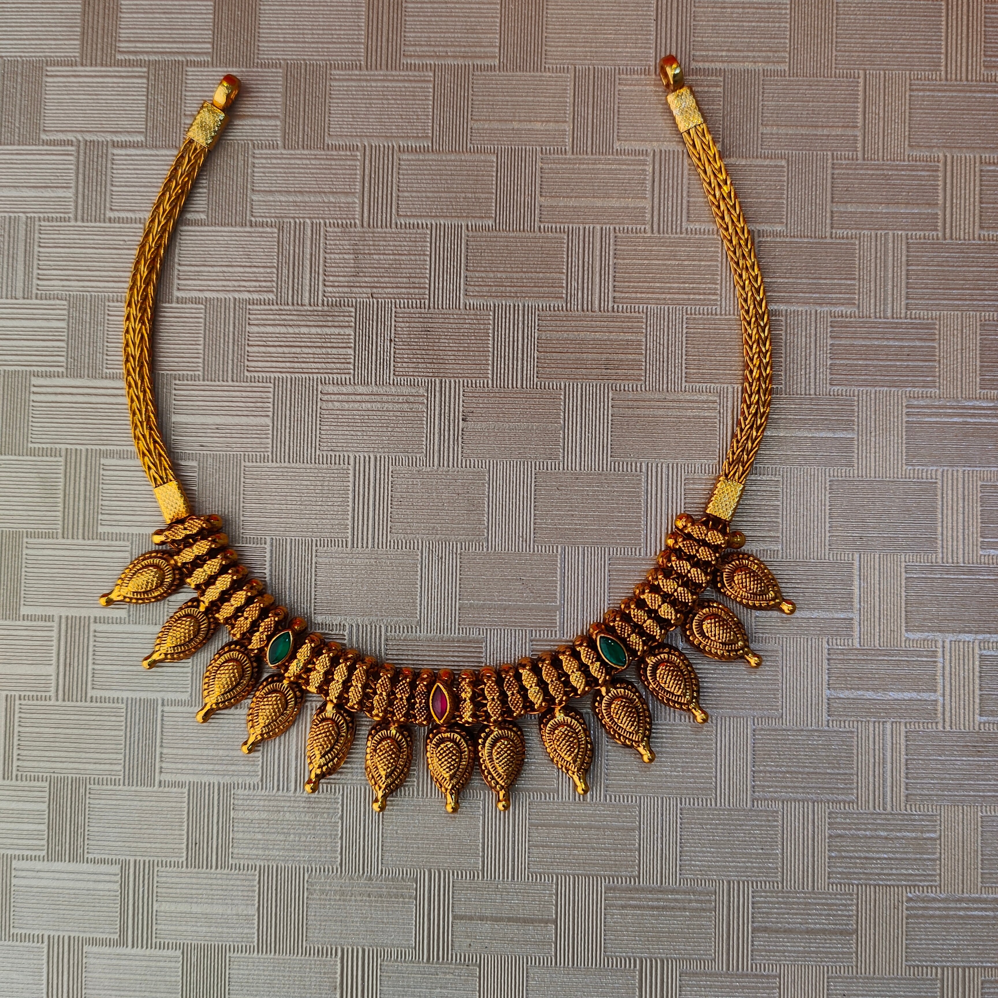 925 Silver Gold Plated Necklace-1308