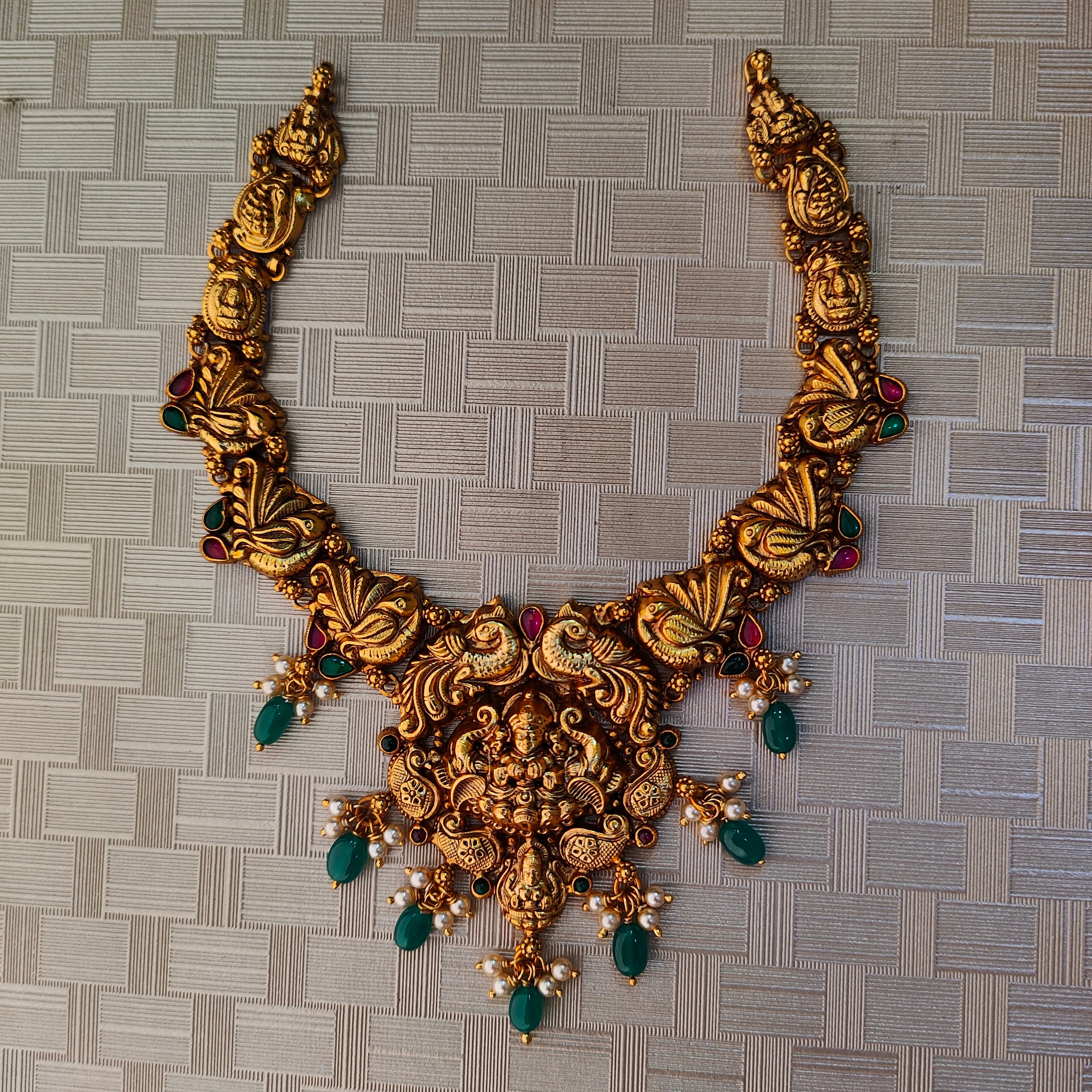 925 Silver Gold Plated Nakshi Necklace-1311