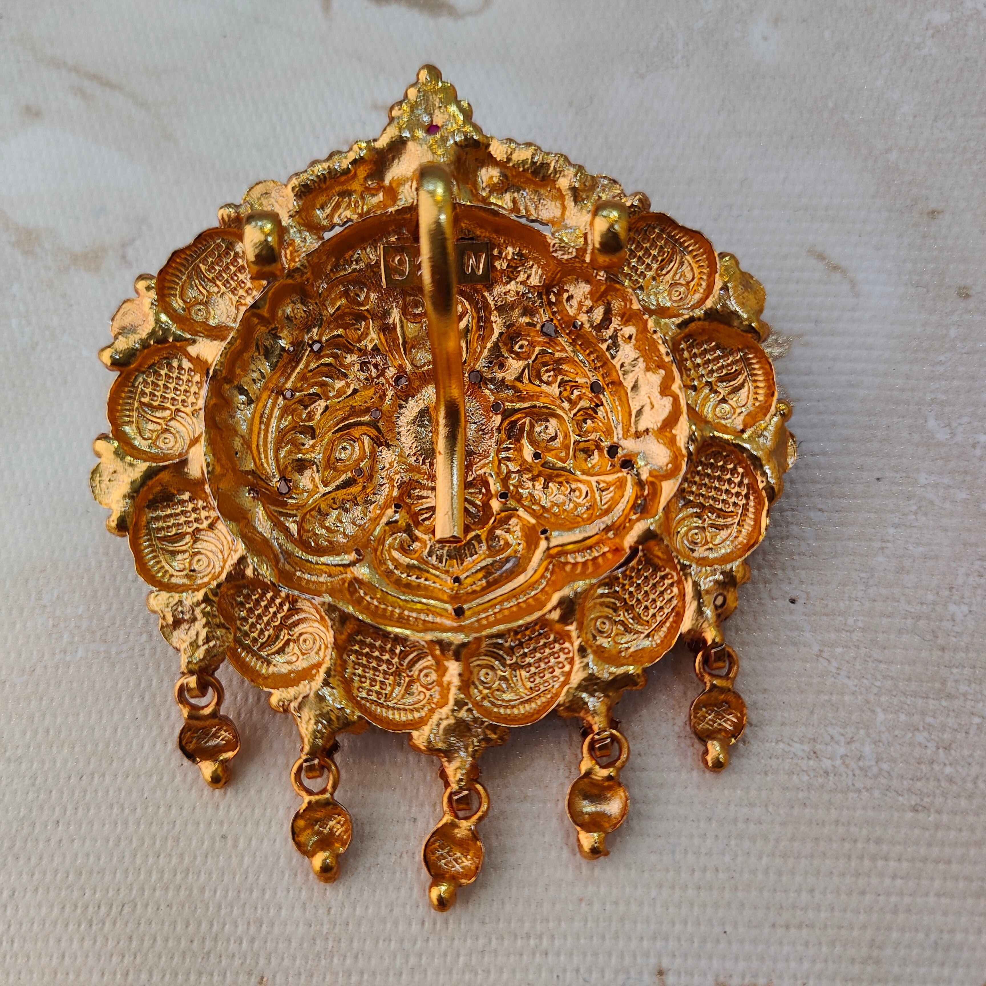 925 Silver Gold plated Peacock Pendant-1214