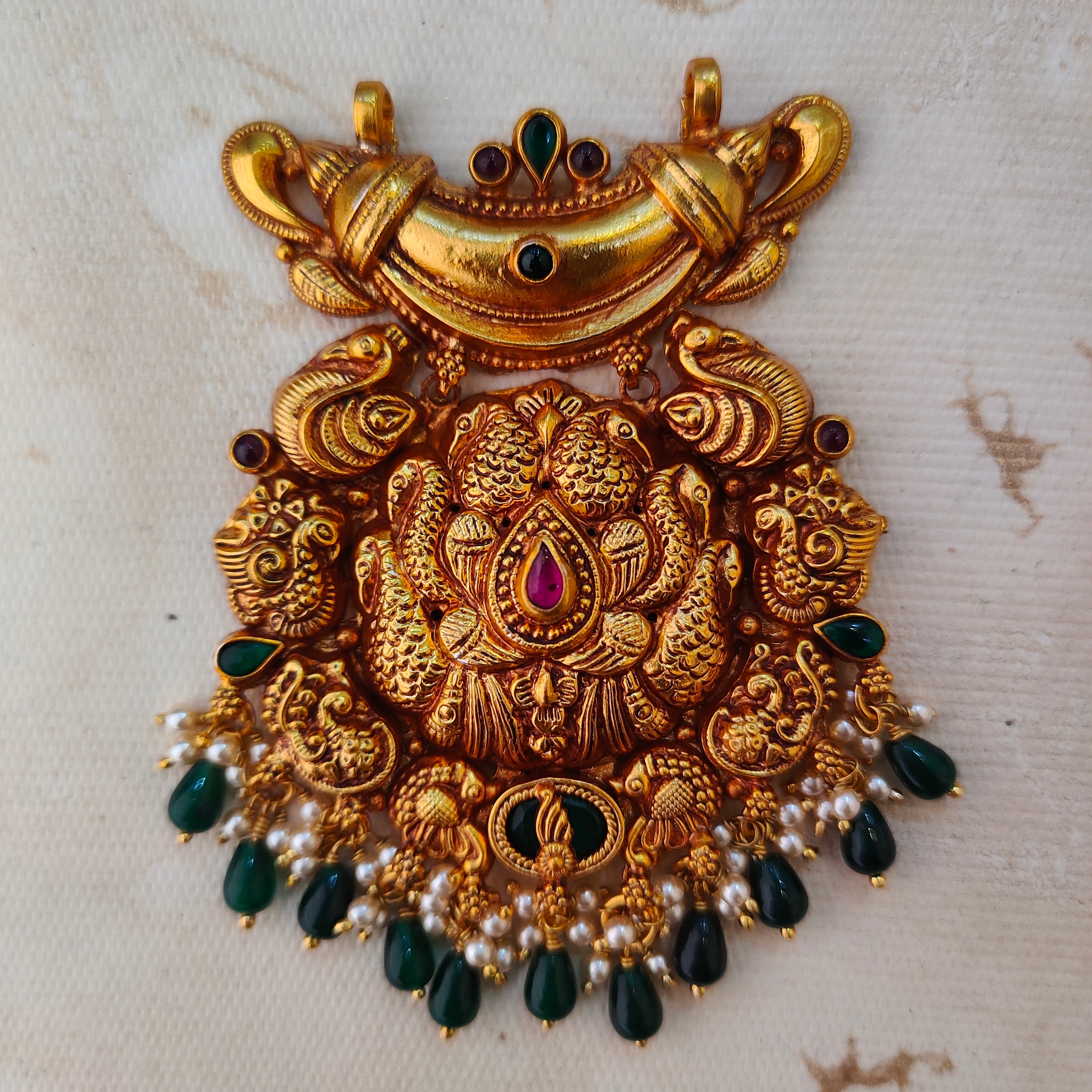 925 Silver Gold plated Peacock Pendant-1215