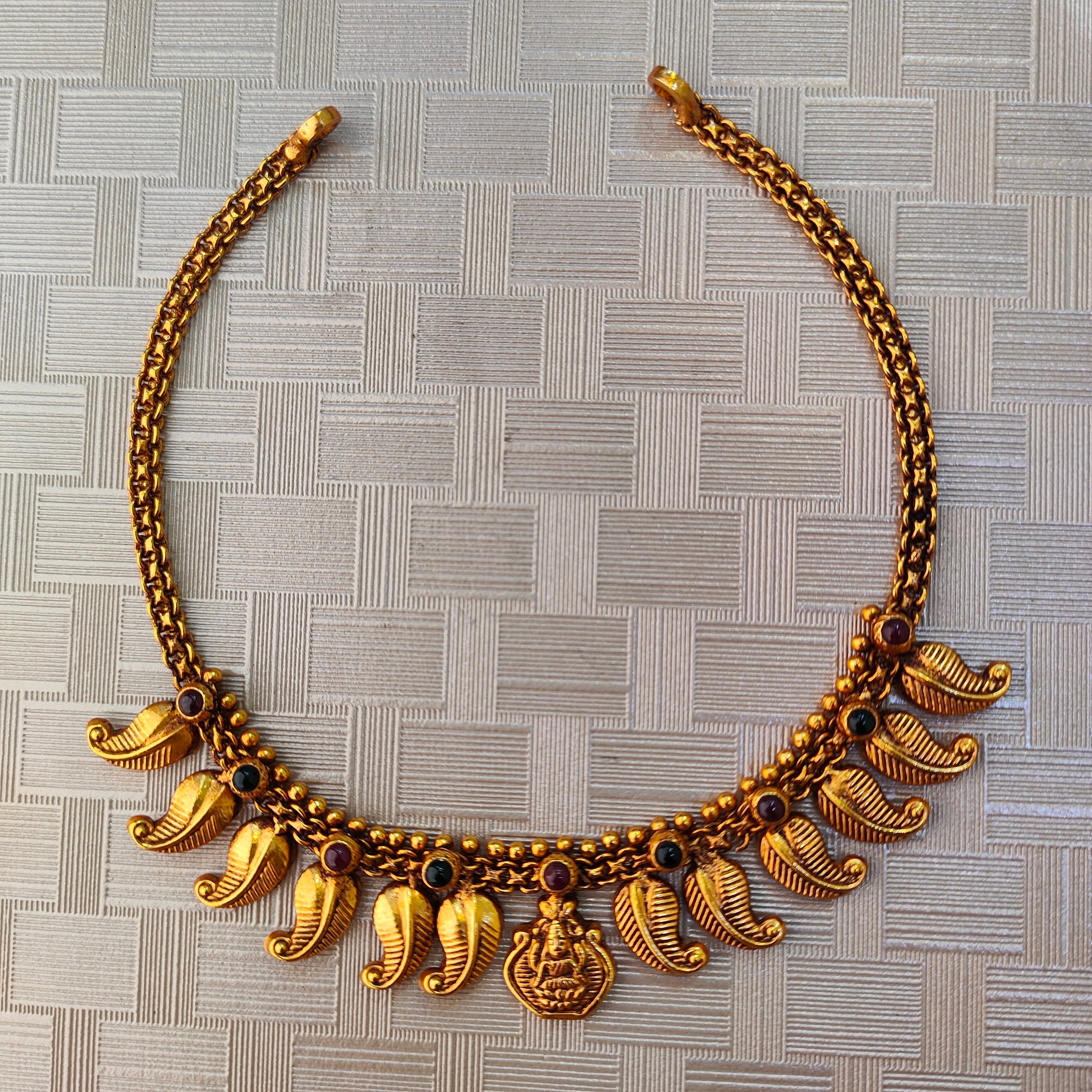 925 Silver Gold Plated Lakshmi Necklace-1299