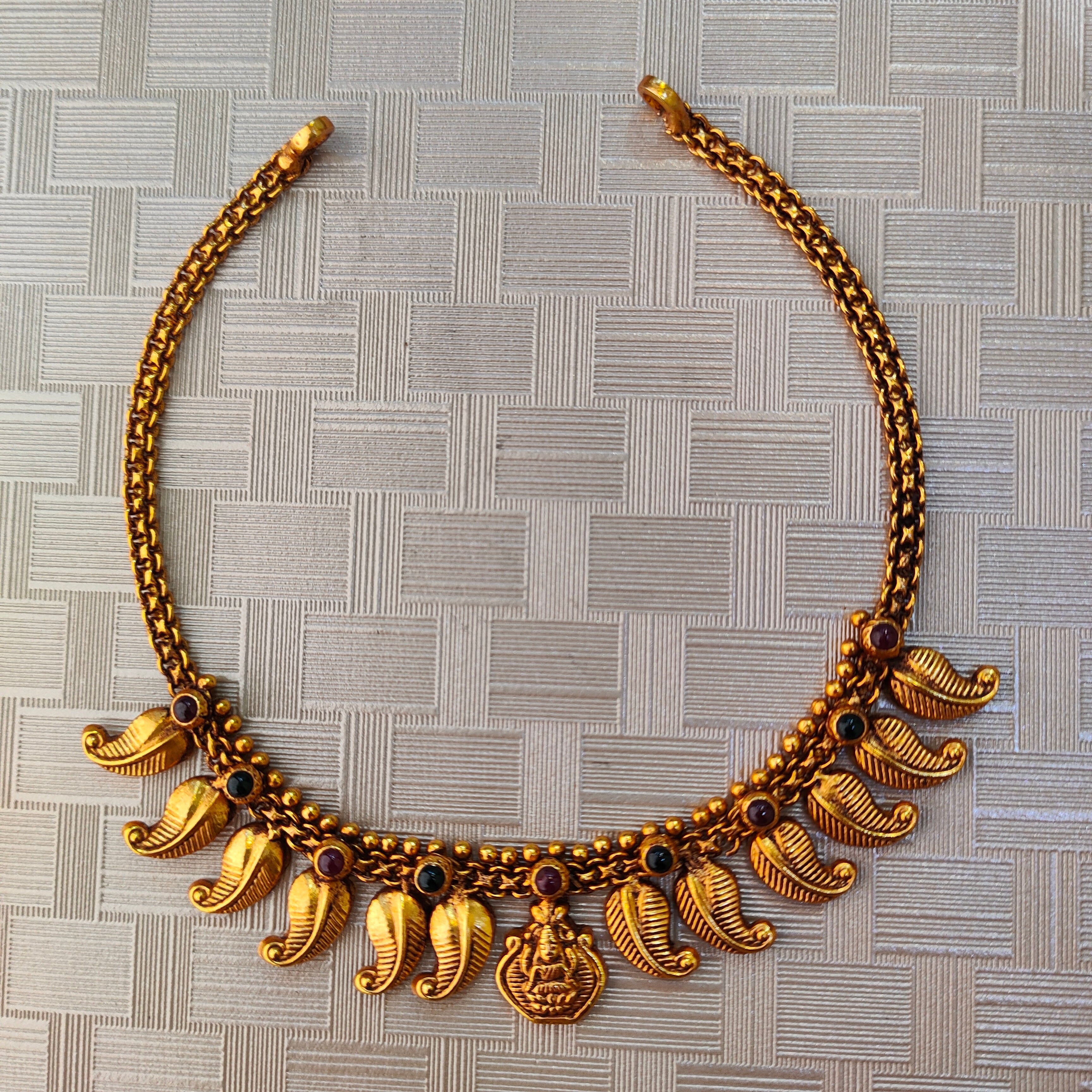 925 Silver Gold Plated Lakshmi Necklace-1299