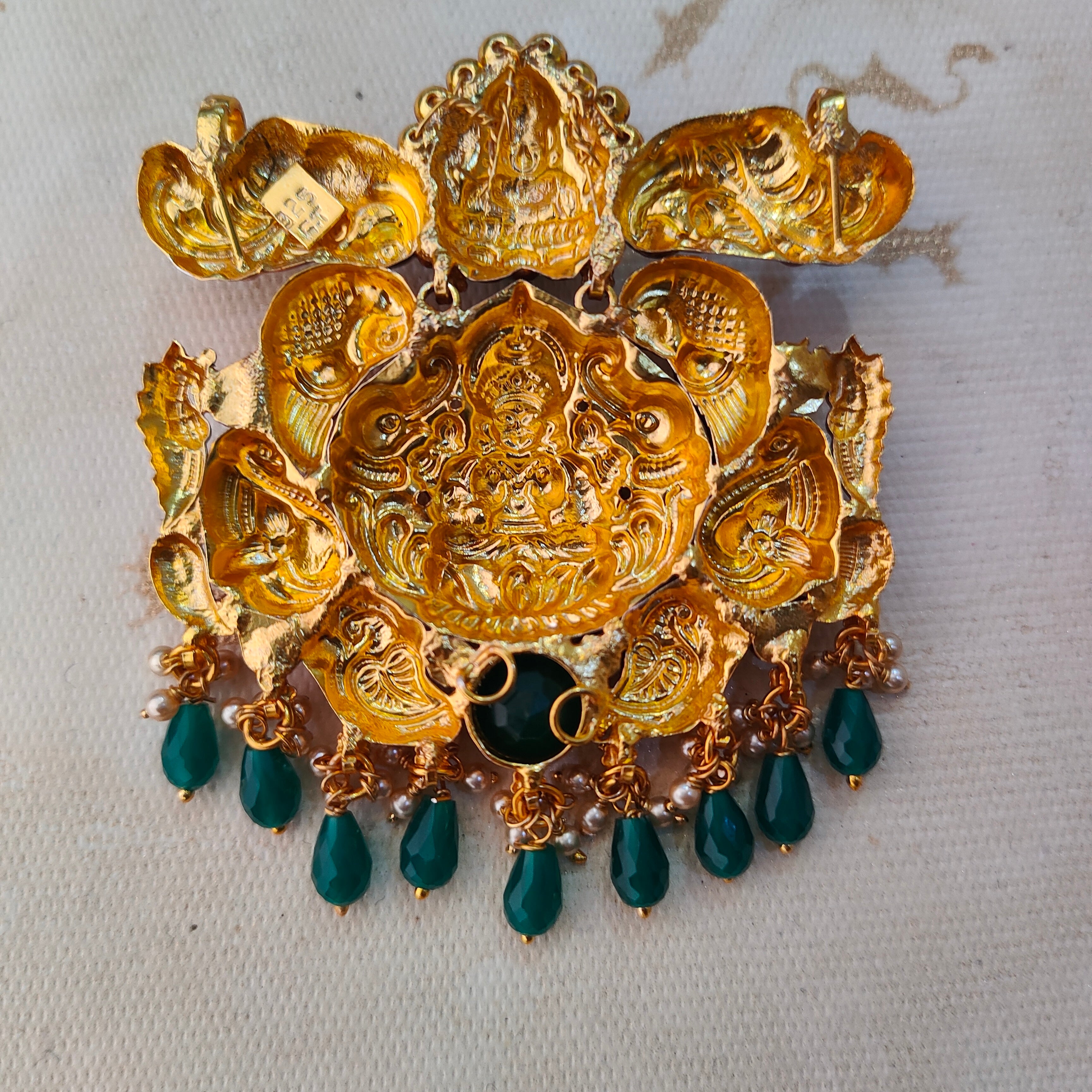 925 Silver Gold plated Nakshi Pendant-1218