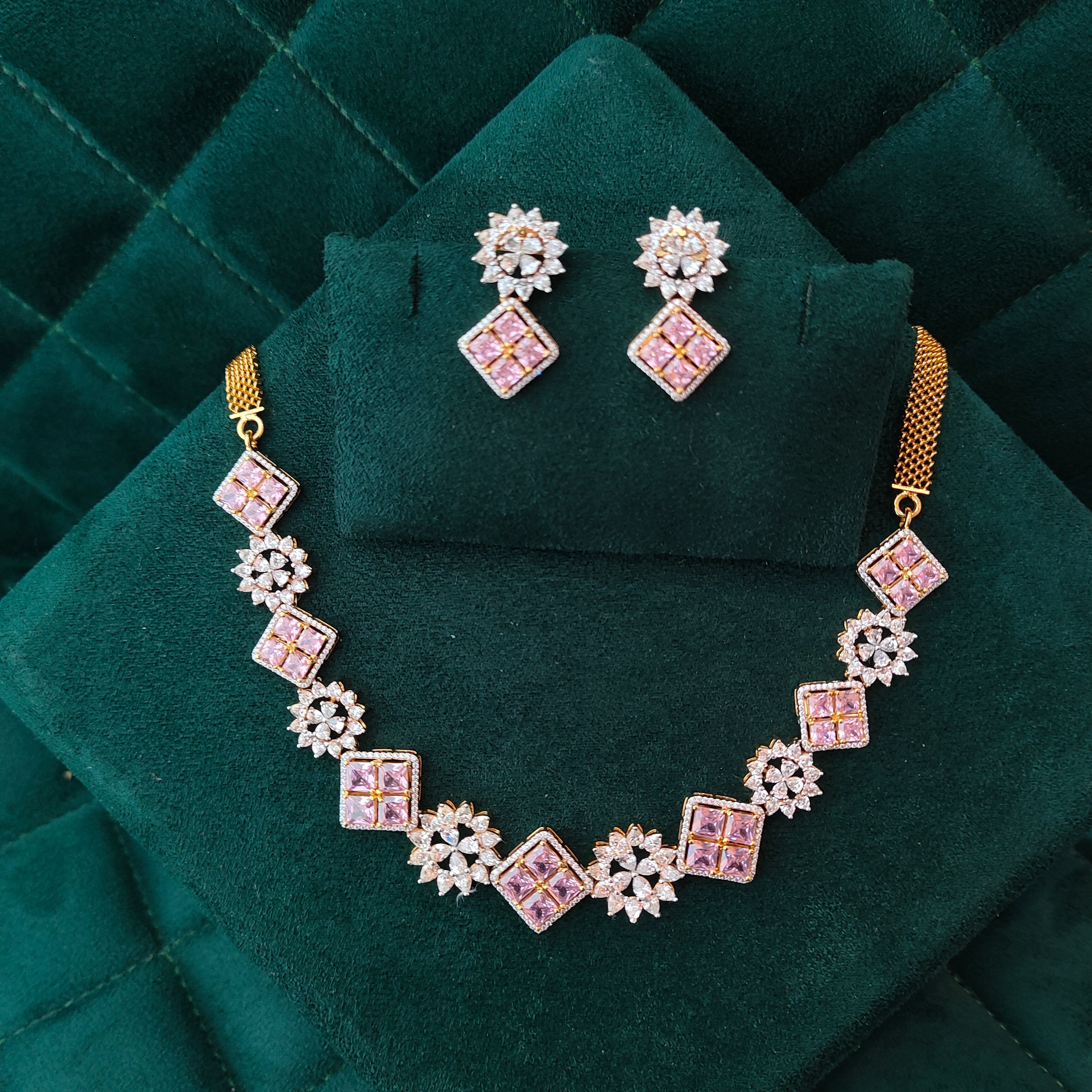 925 Silver Theia Diamond Look Necklace Set- 0205