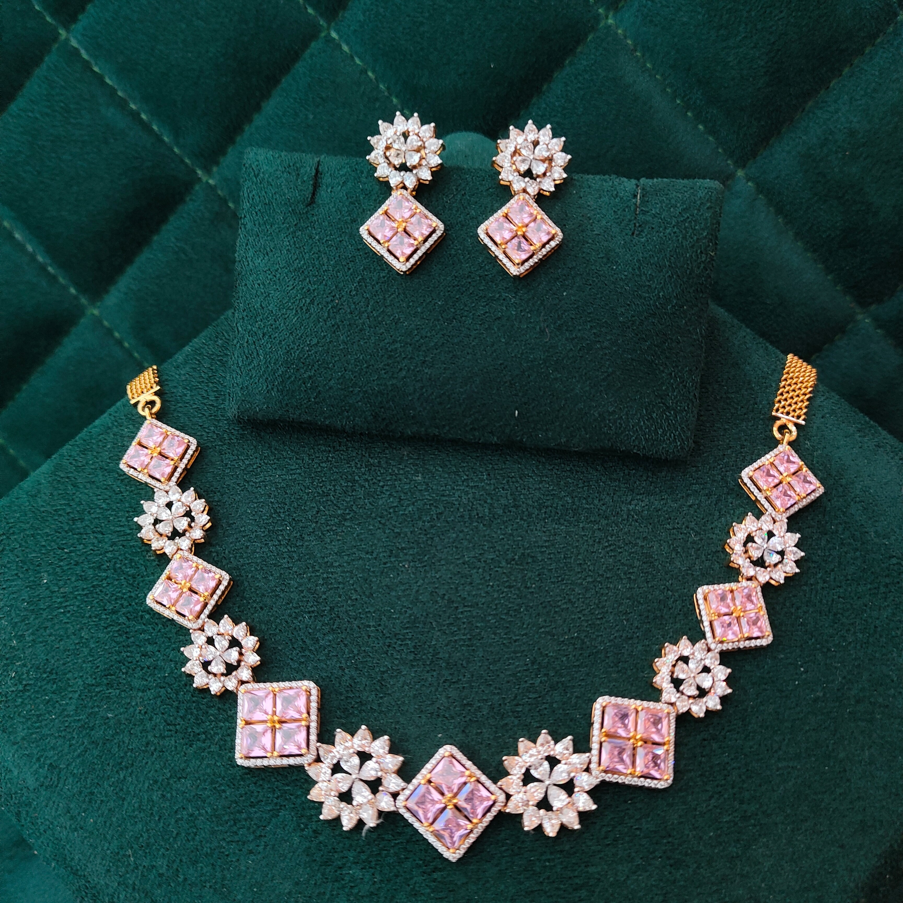 925 Silver Theia Diamond Look Necklace Set- 0205