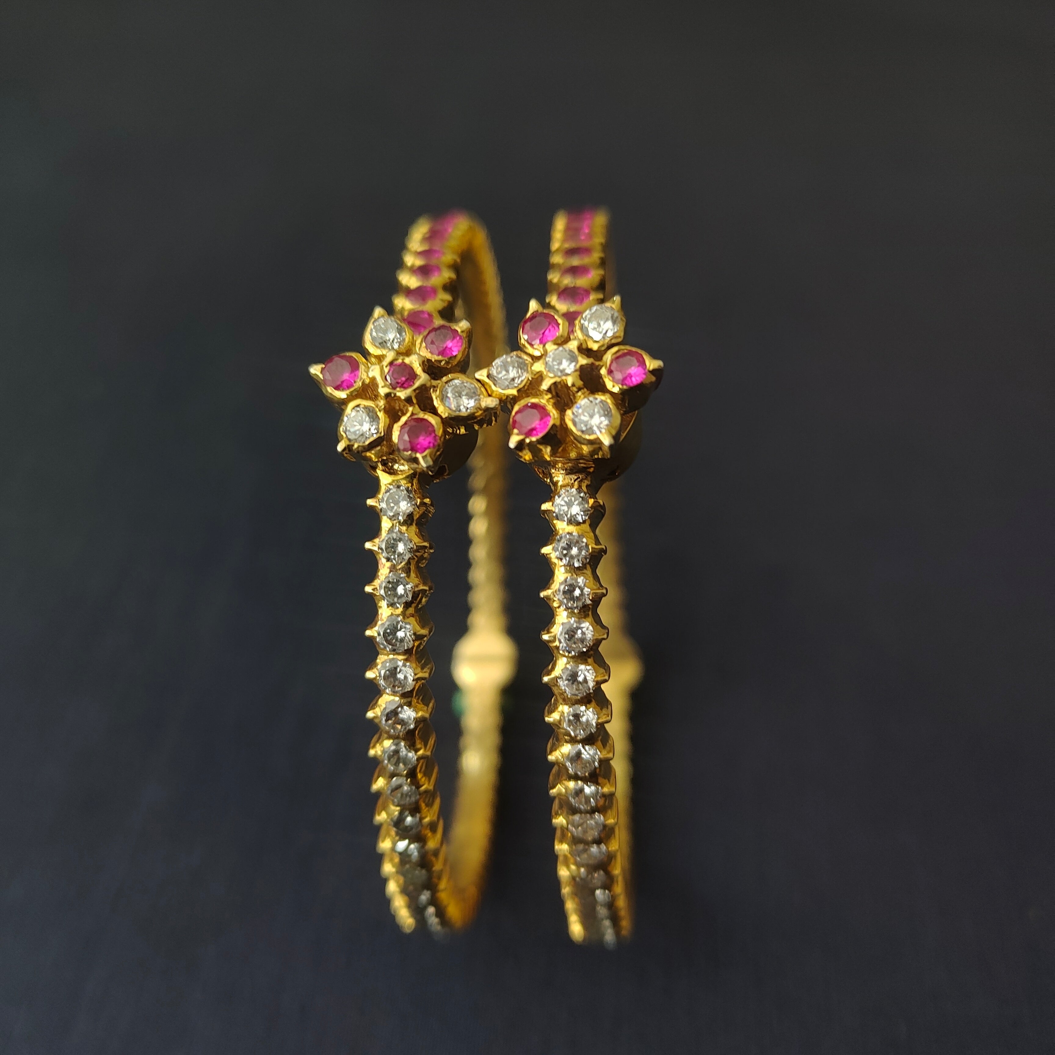 925 Silver Gold Plated Double Colour Bangle-1073