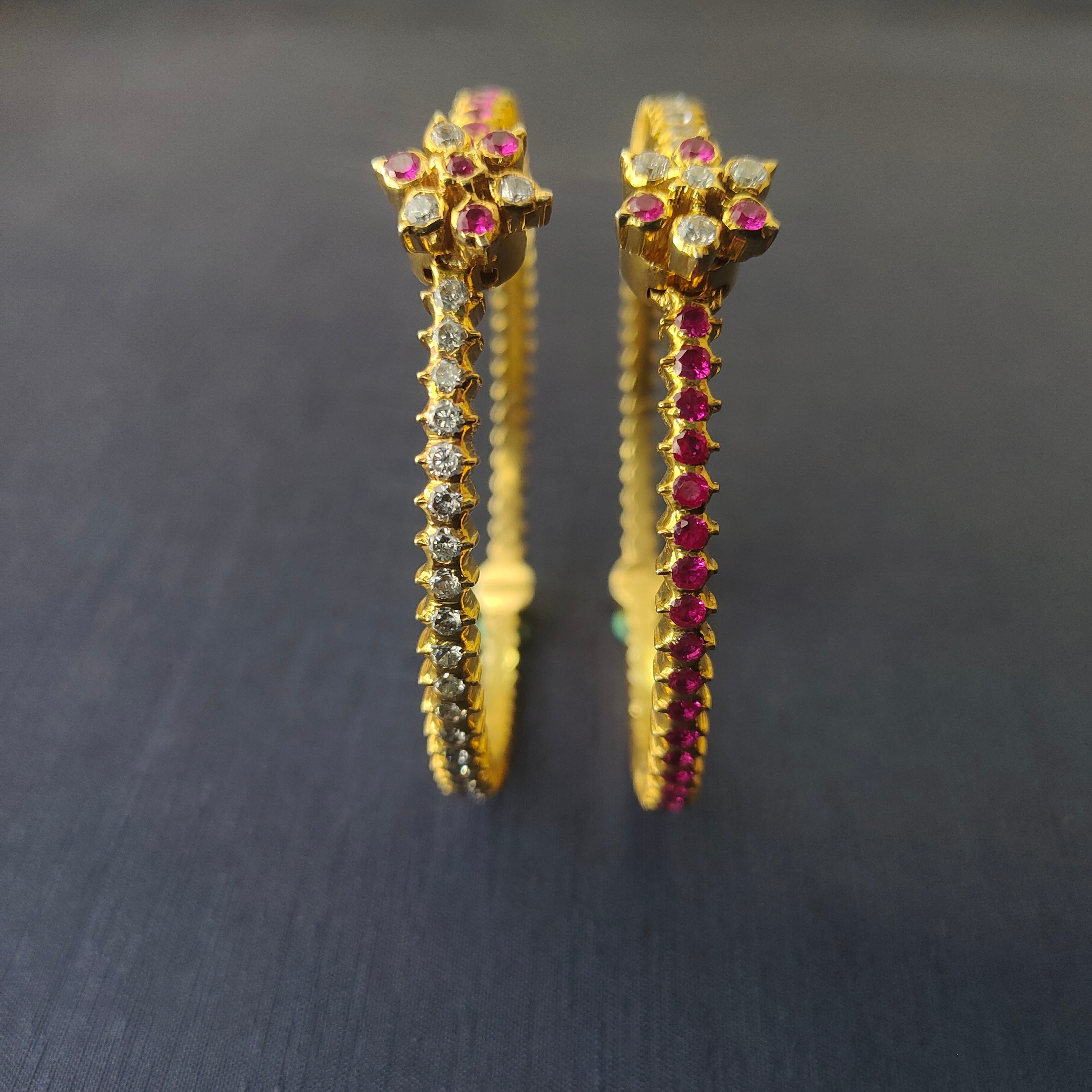 925 Silver Gold Plated Double Colour Bangle-1073