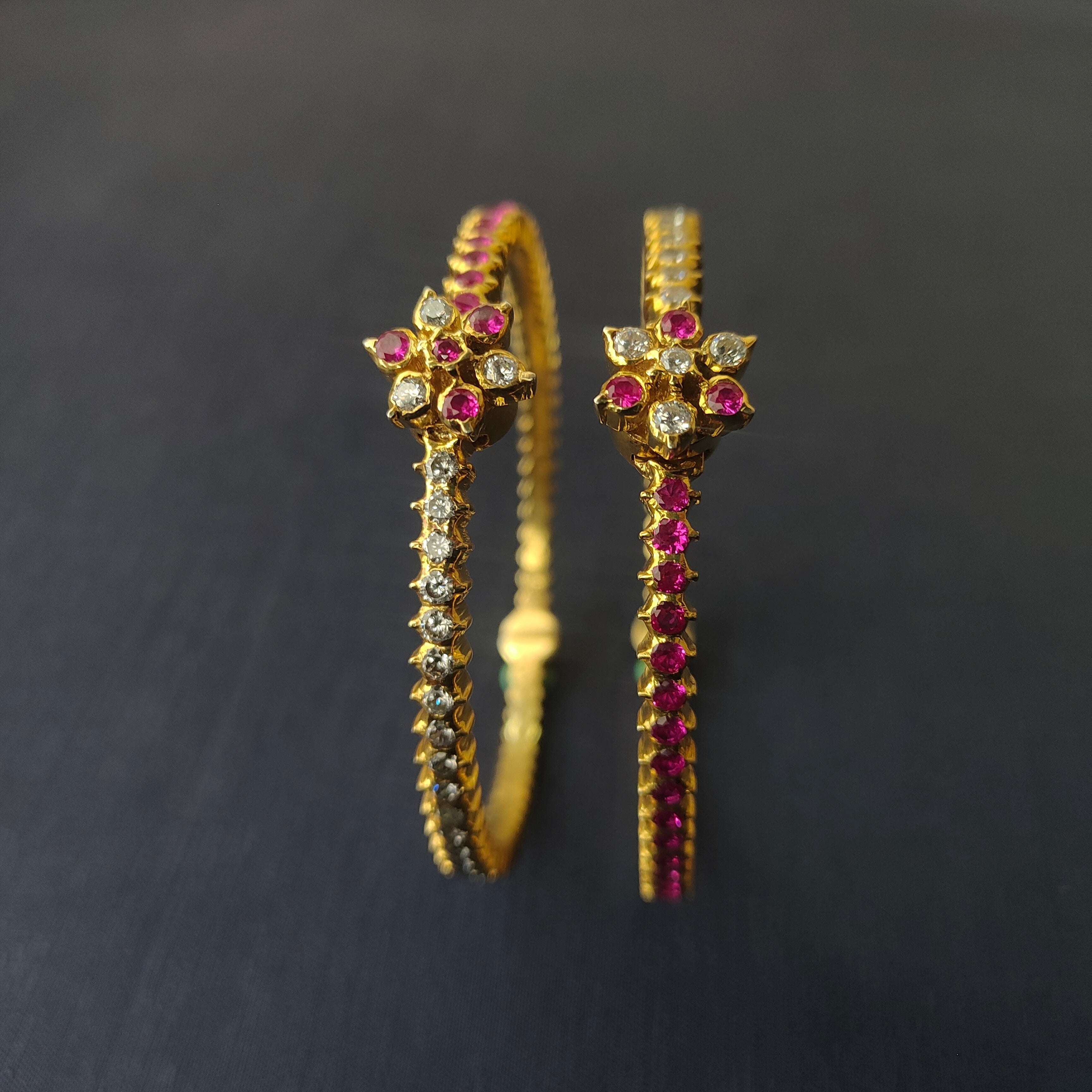 925 Silver Gold Plated Double Colour Bangle-1073