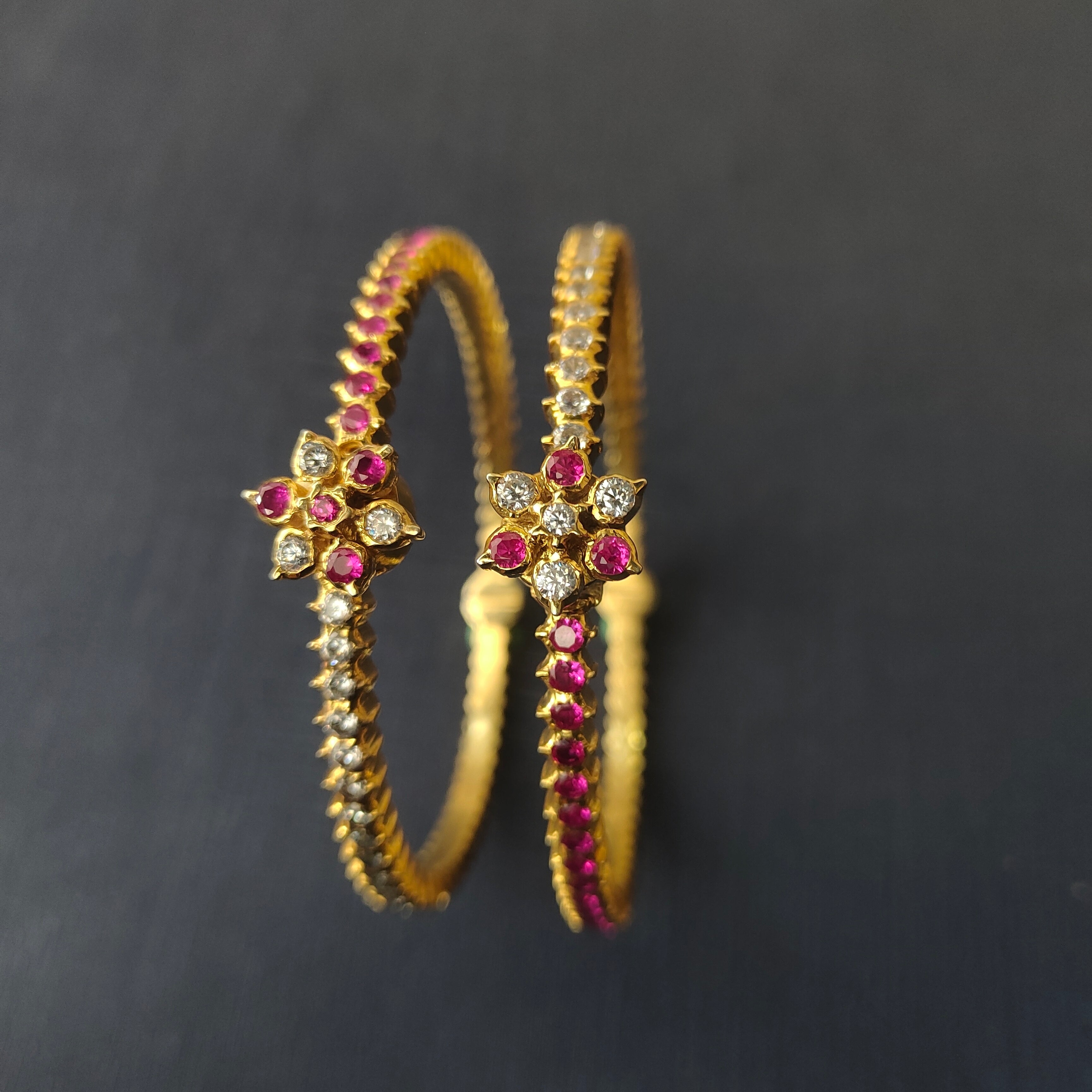 925 Silver Gold Plated Double Colour Bangle-1073