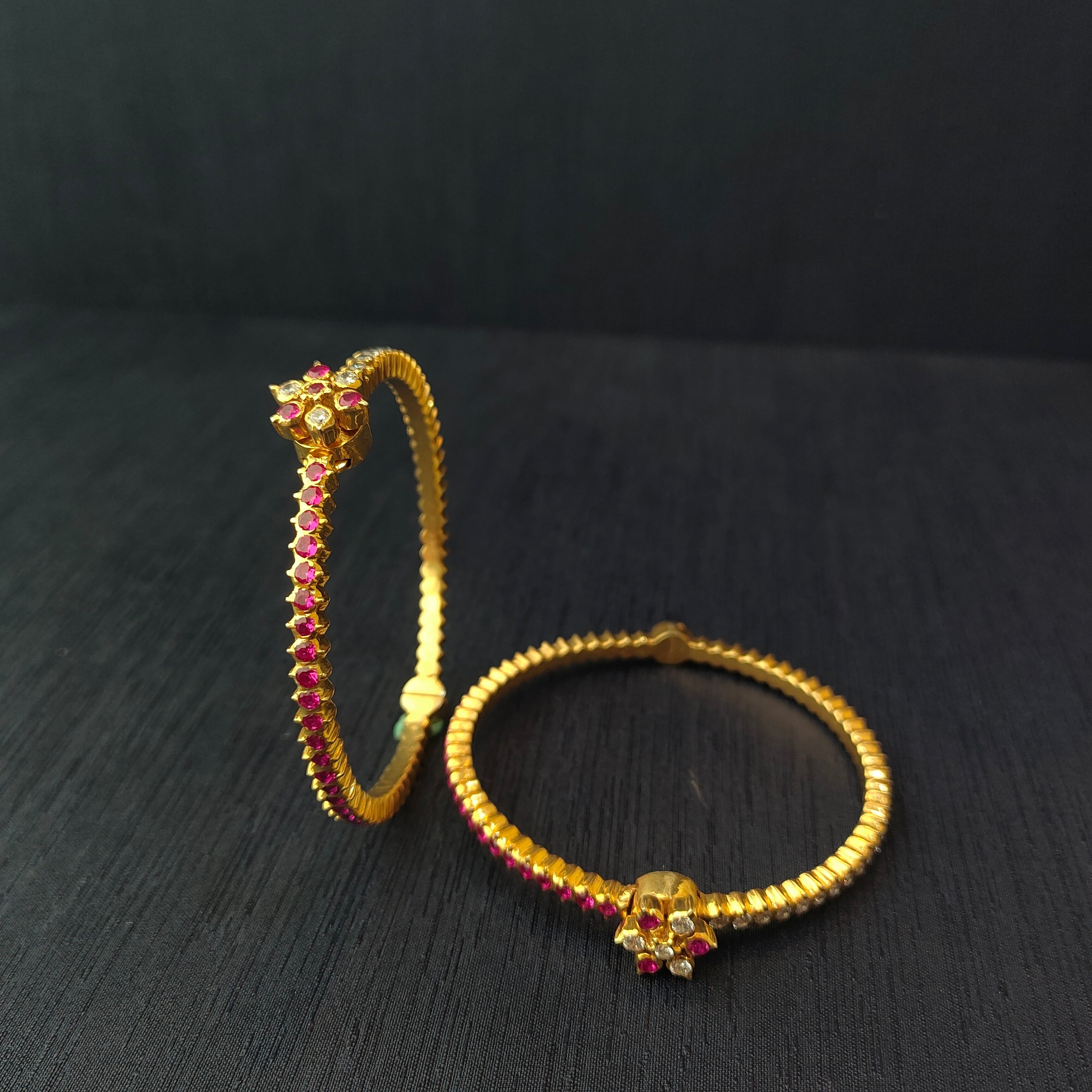 925 Silver Gold Plated Double Colour Bangle-1073