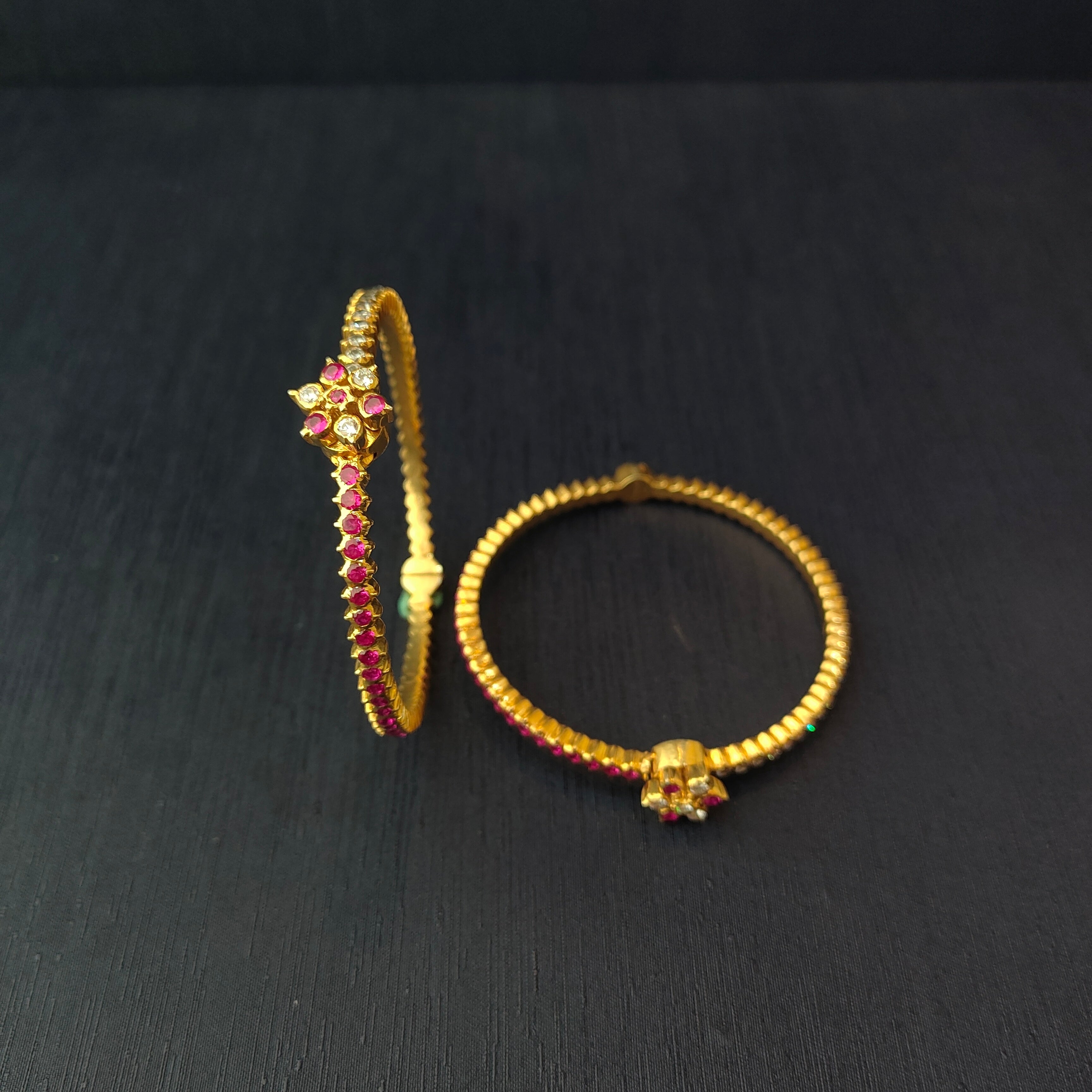 925 Silver Gold Plated Double Colour Bangle-1073