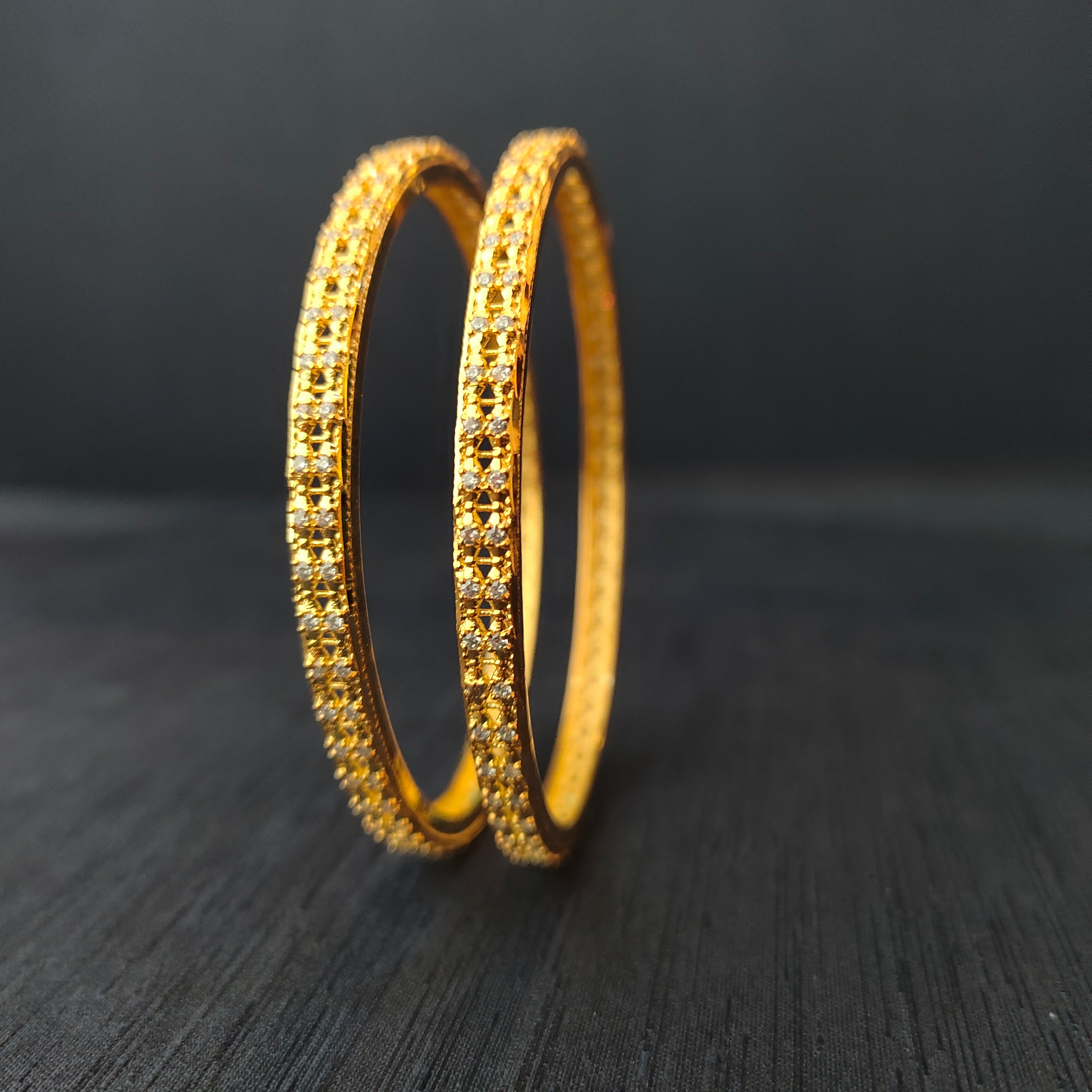 925 Silver CZ Stone Turkish Bangle-1371 - Size 2.6