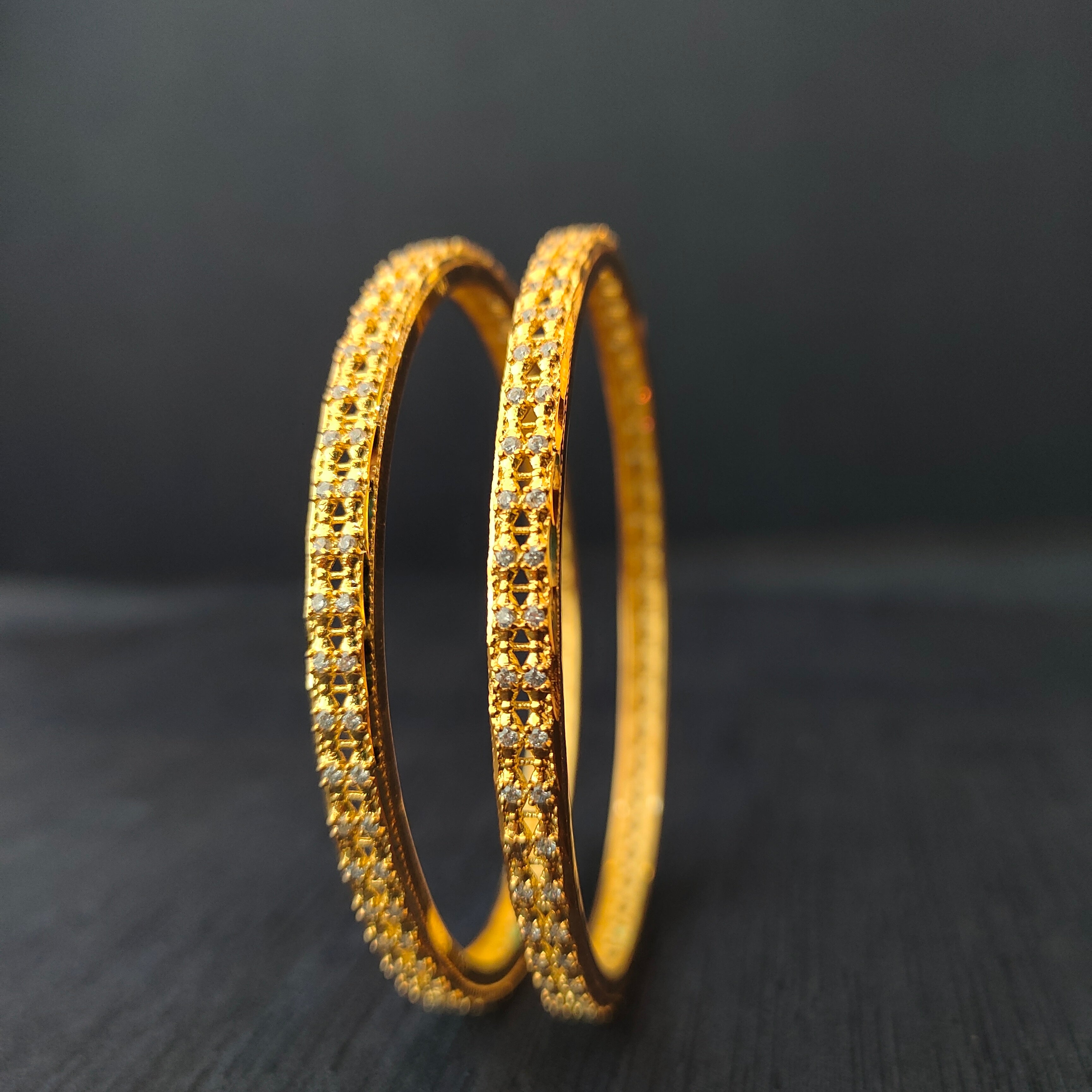 925 Silver CZ Stone Turkish Bangle-1371 - Size 2.6