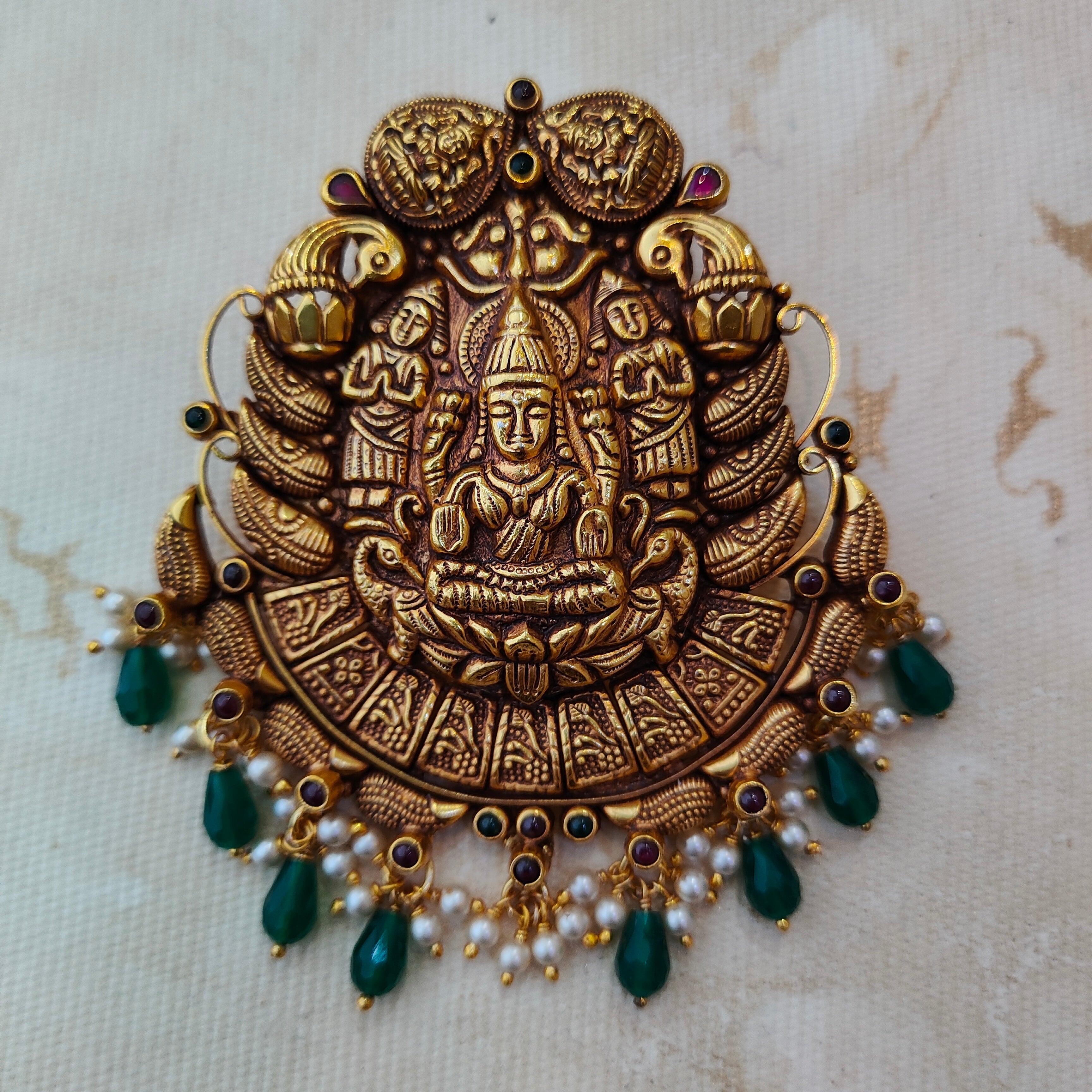 925 Silver Gold plated Lakshmi Pendant-1347