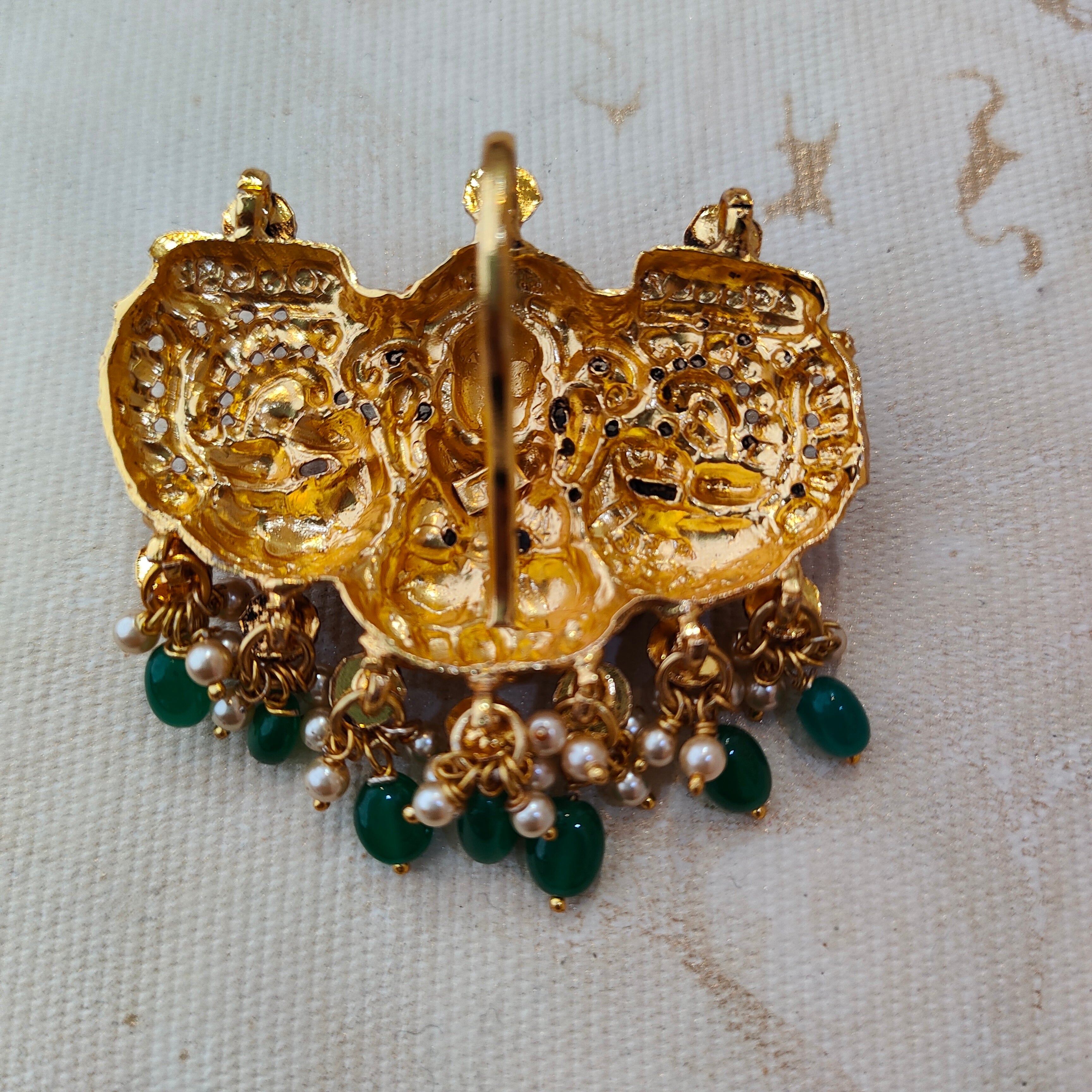 925 Silver Gold plated Nakshi Pendant- 1357