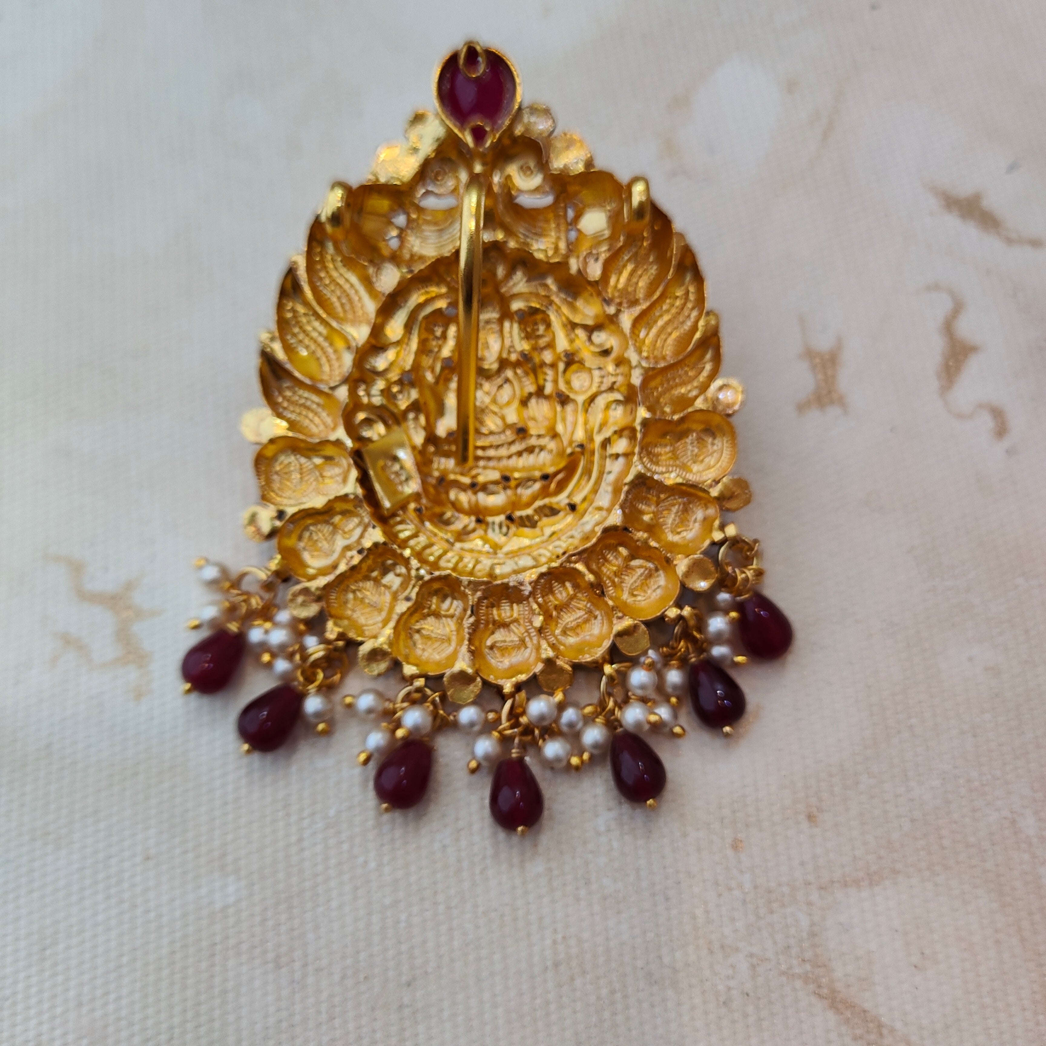 925 Silver Gold plated Nakshi Pendant-1346