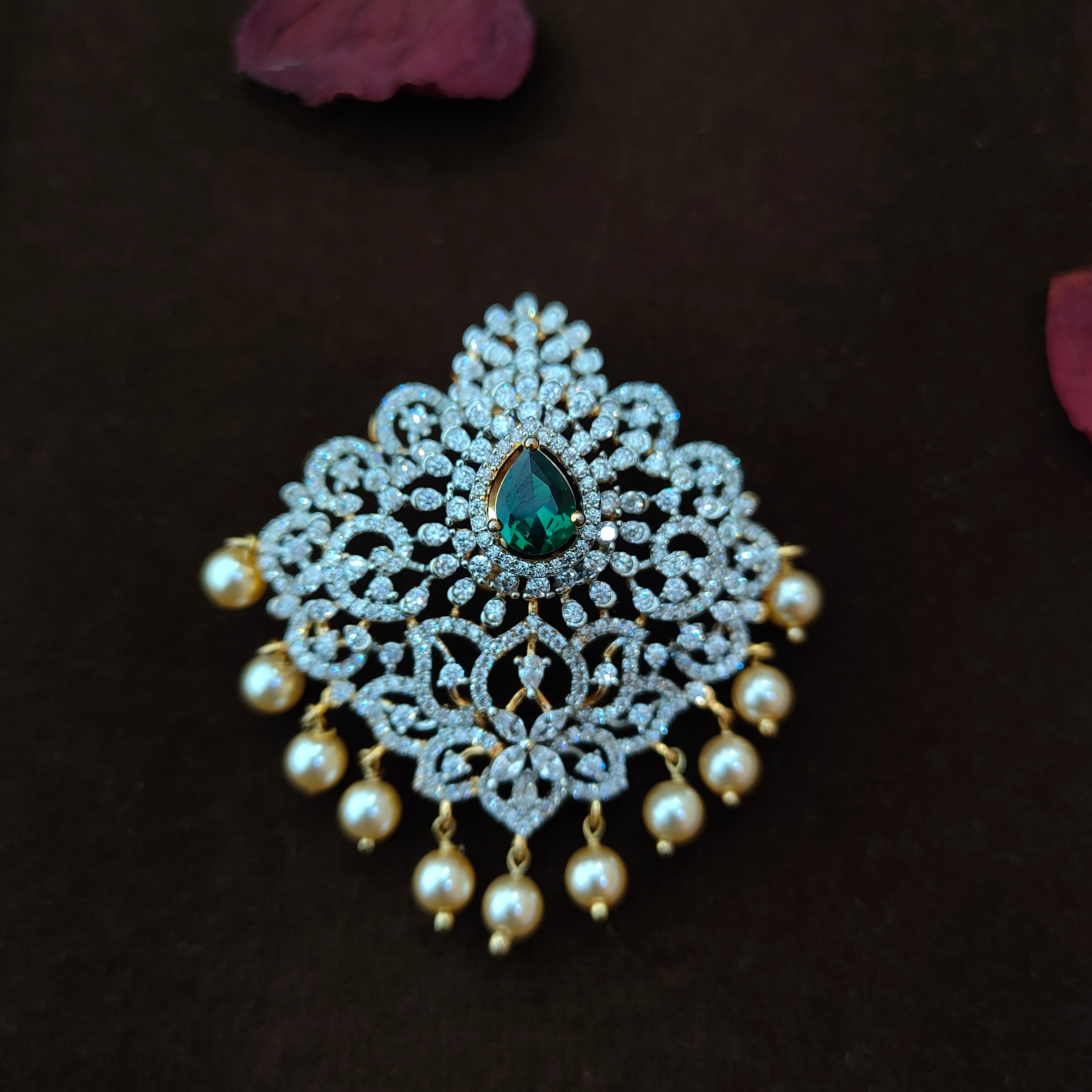 925 Silver Gold Plated CZ Pendant-1363