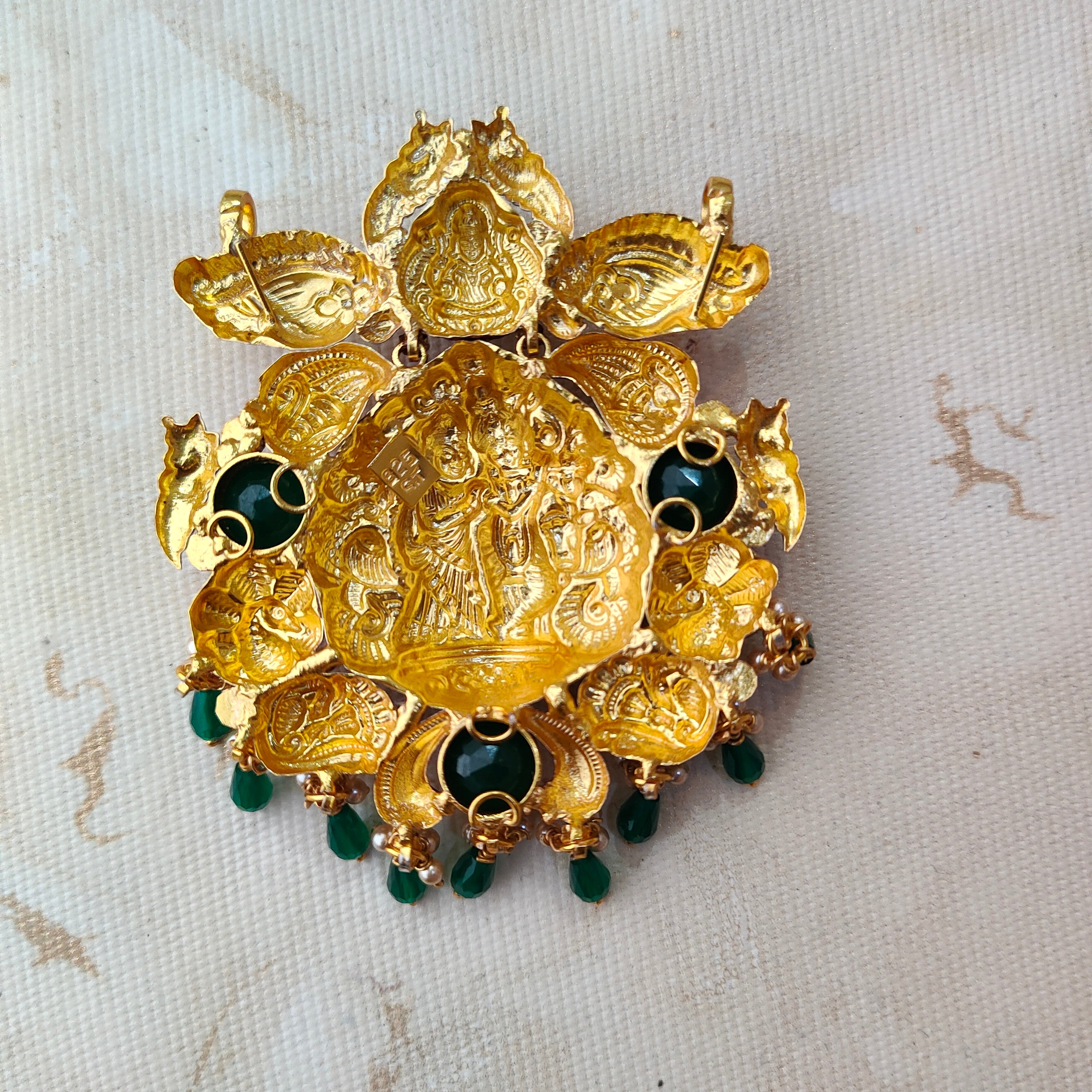 925 Silver Gold plated Krishna Radha Pendant-1361