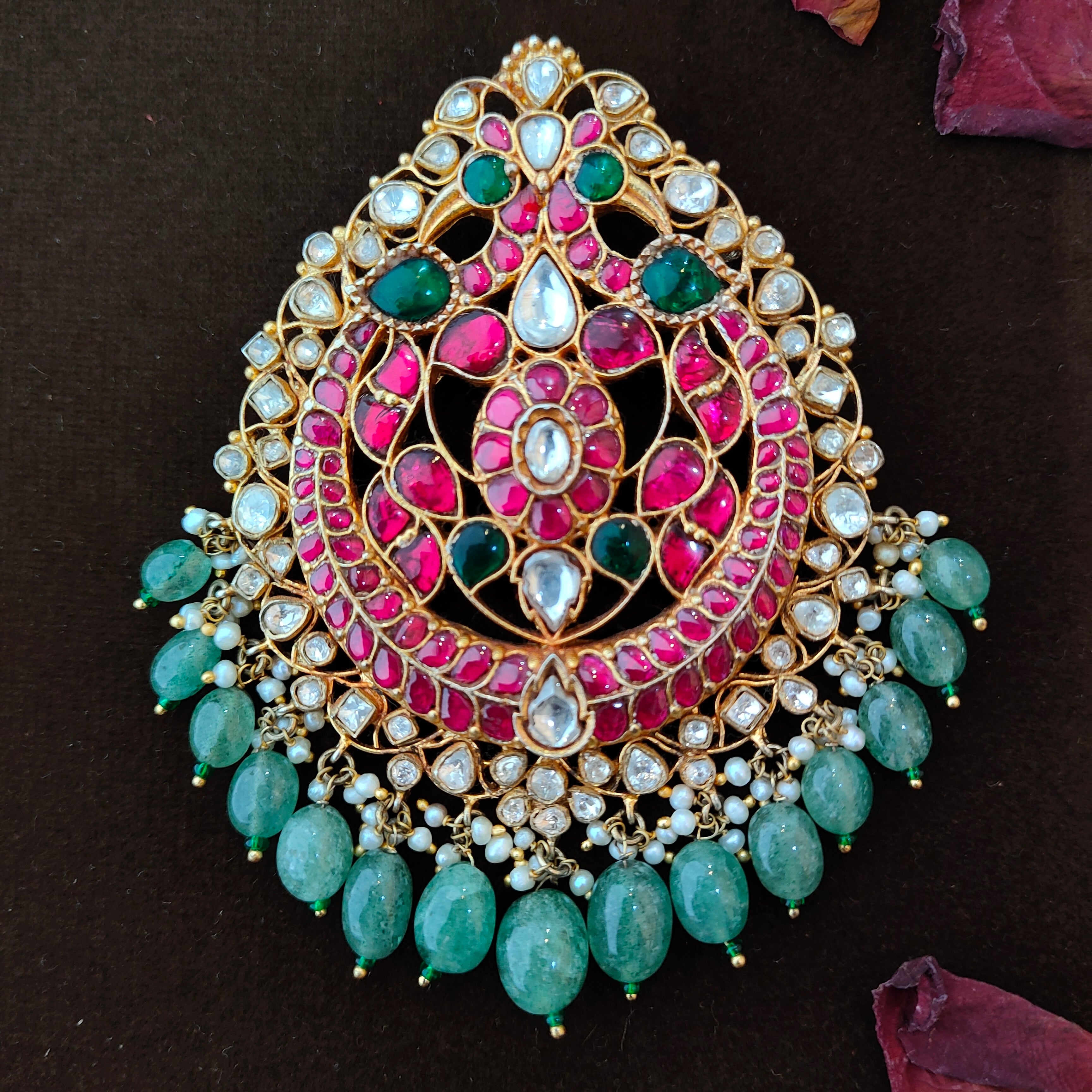 925 Silver Kundan Pendant- 347