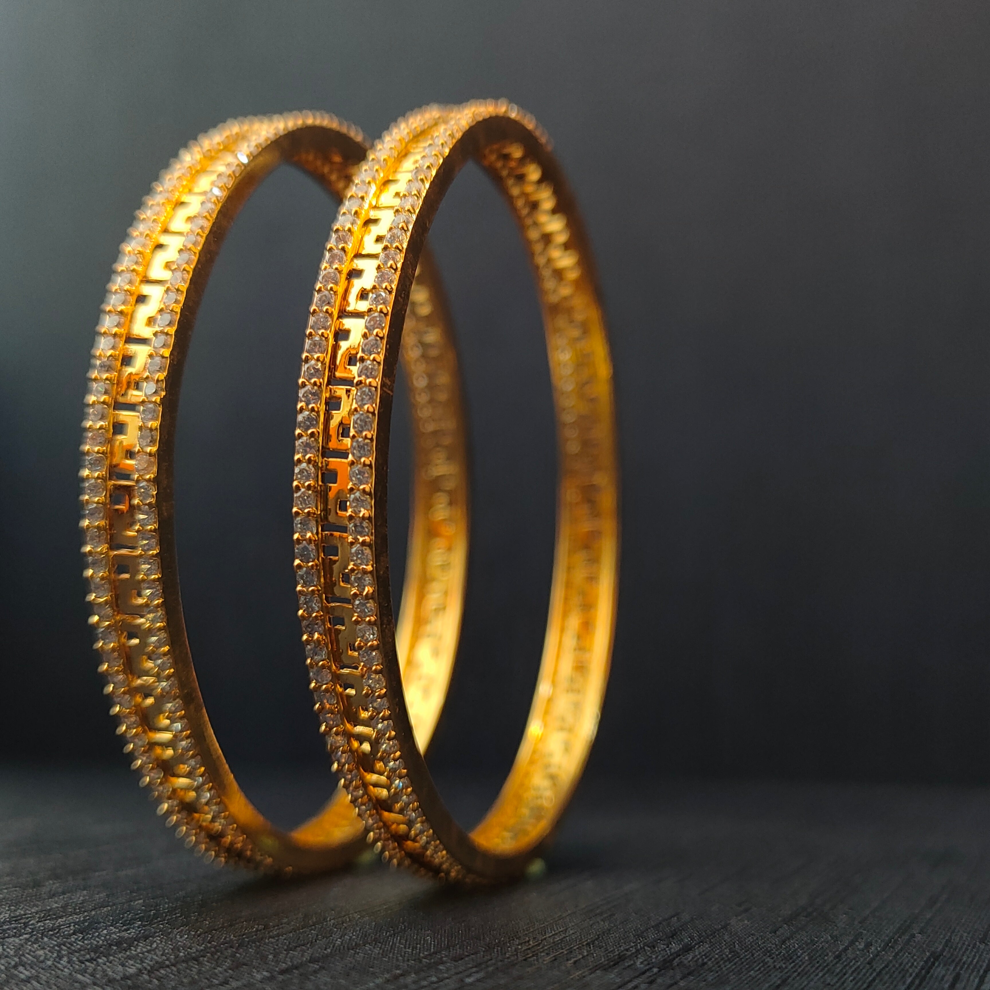 925 Silver CZ Stone Turkish Bangle-1369 - Size 2.6