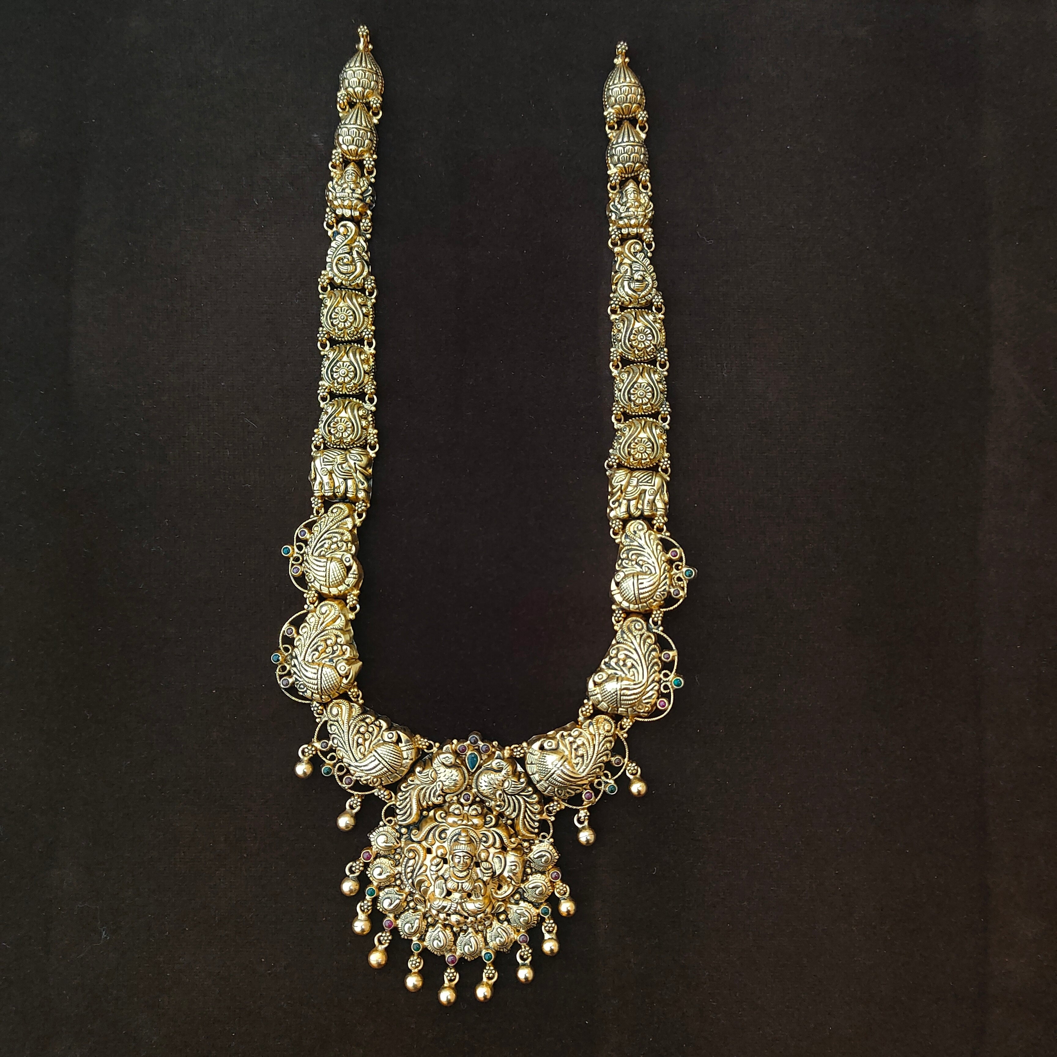 925 Silver Gold Plated Lakshmi Haram-1422