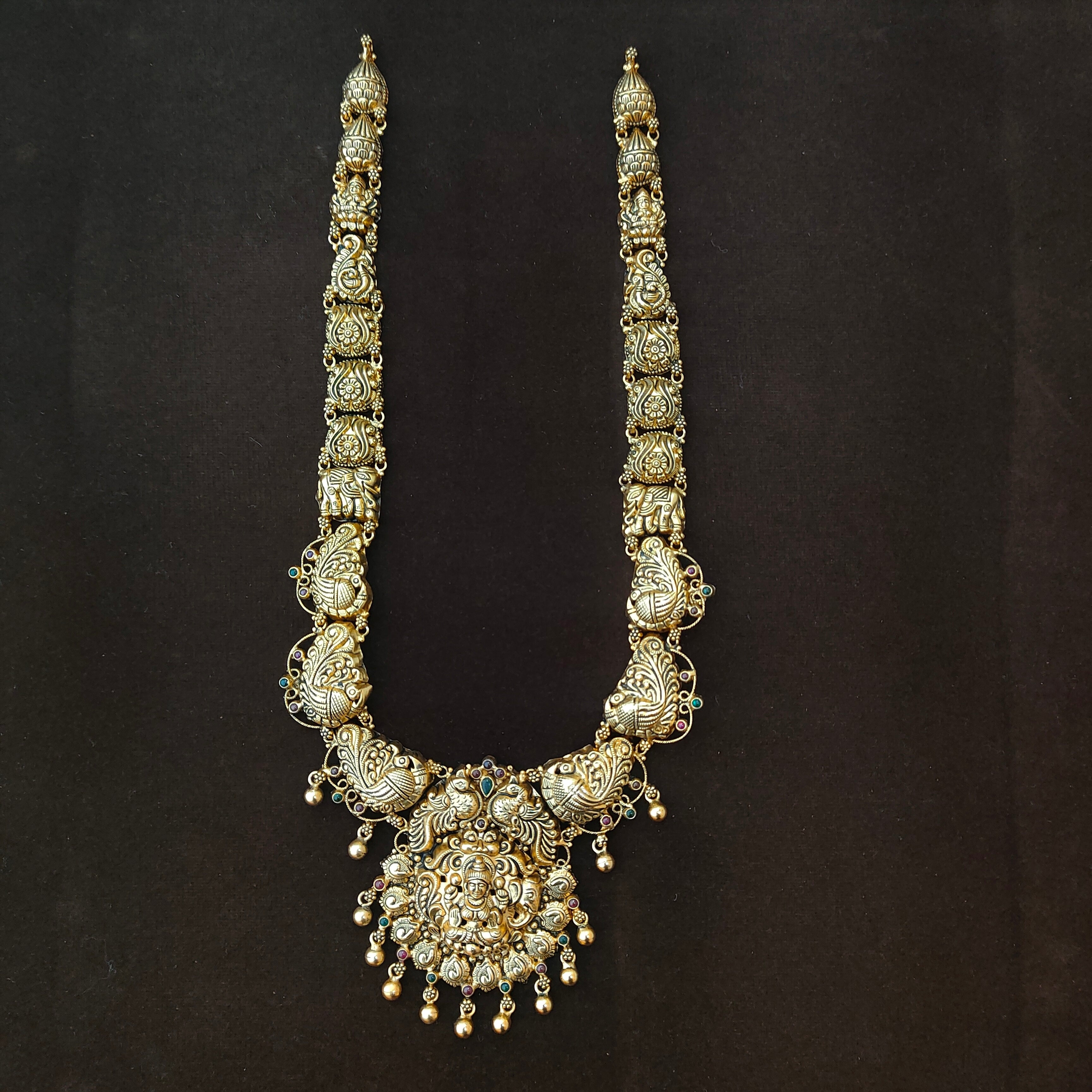 925 Silver Gold Plated Lakshmi Haram-1422