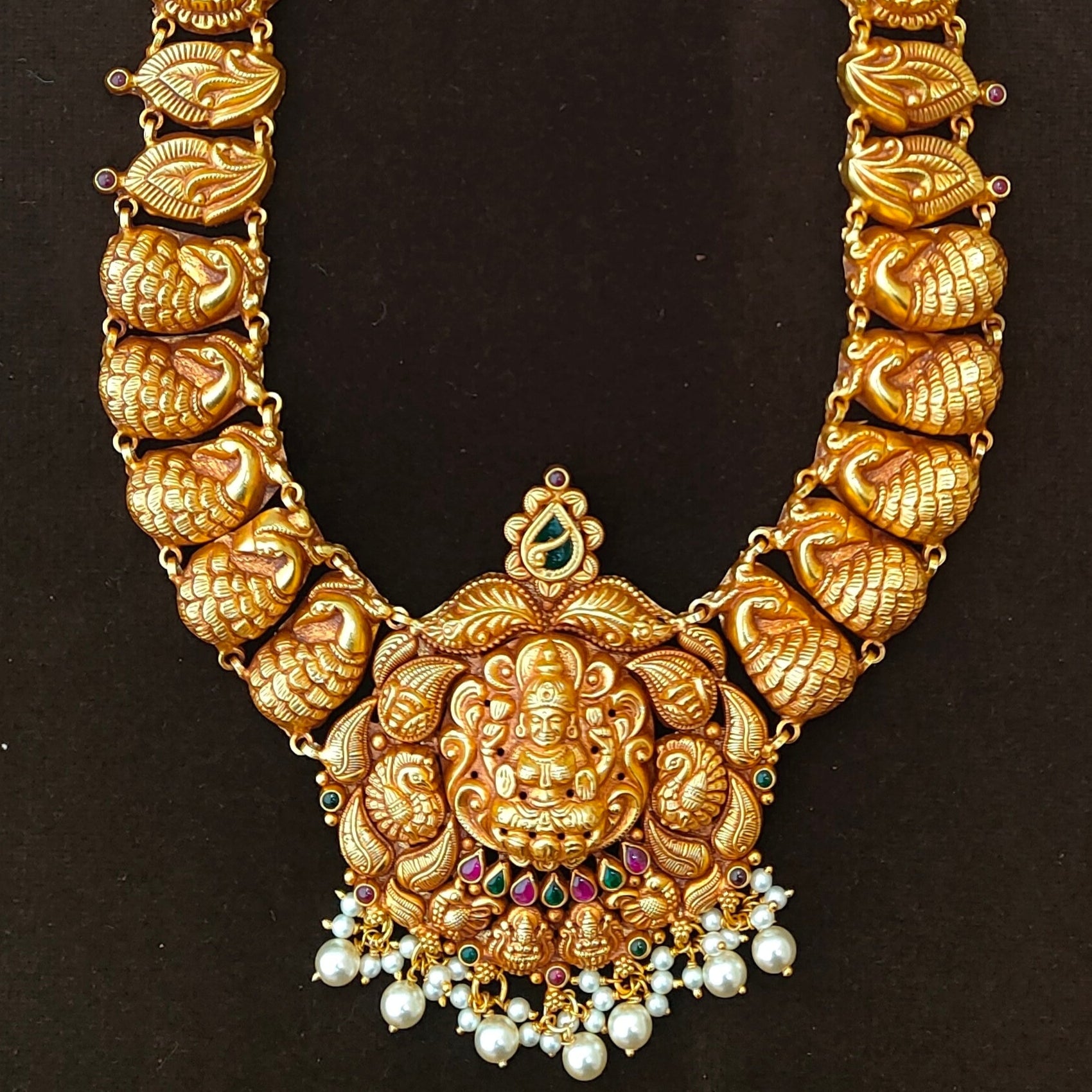 925 Silver Gold Plated Nakshi Haram-1890