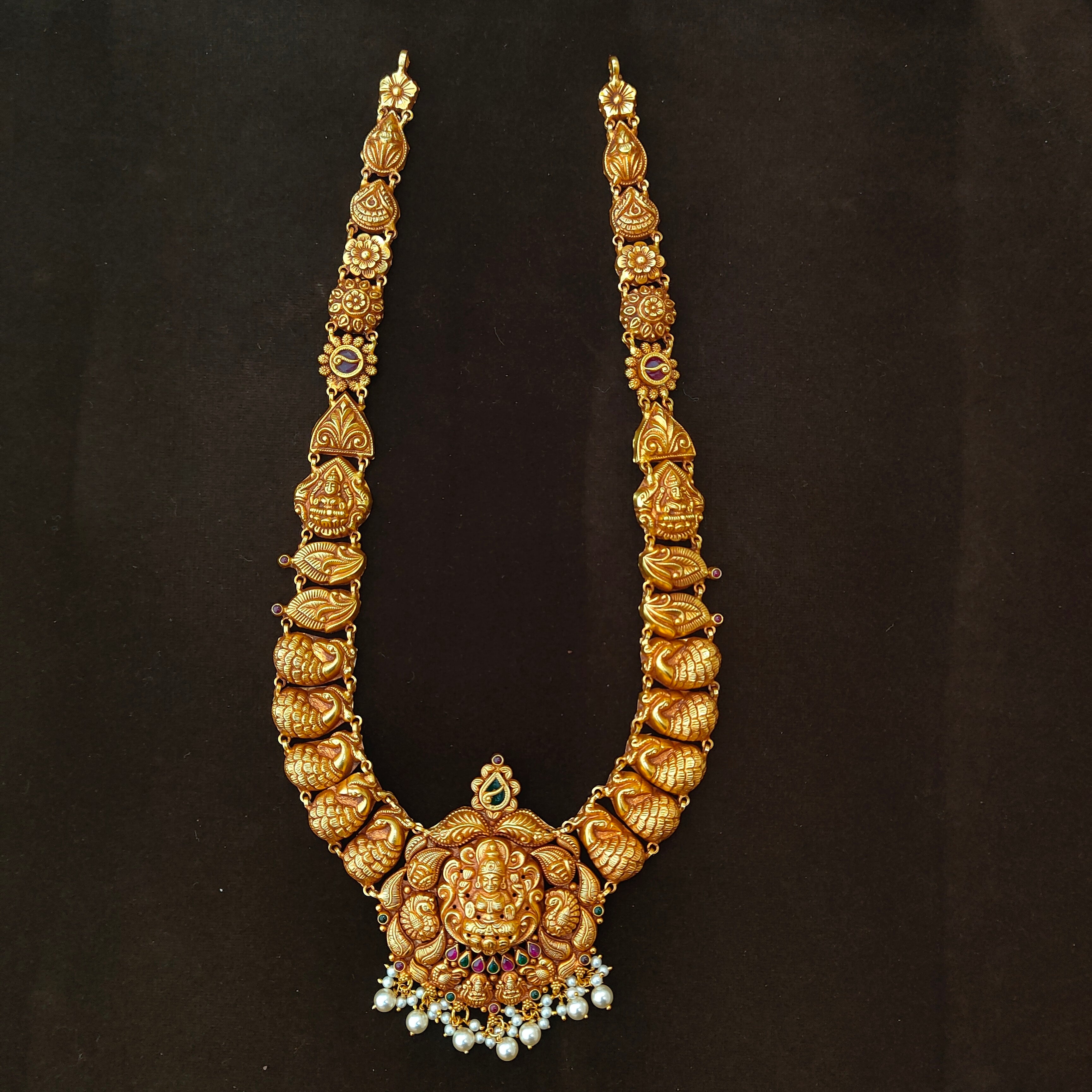 925 Silver Gold Plated Nakshi Haram-1890