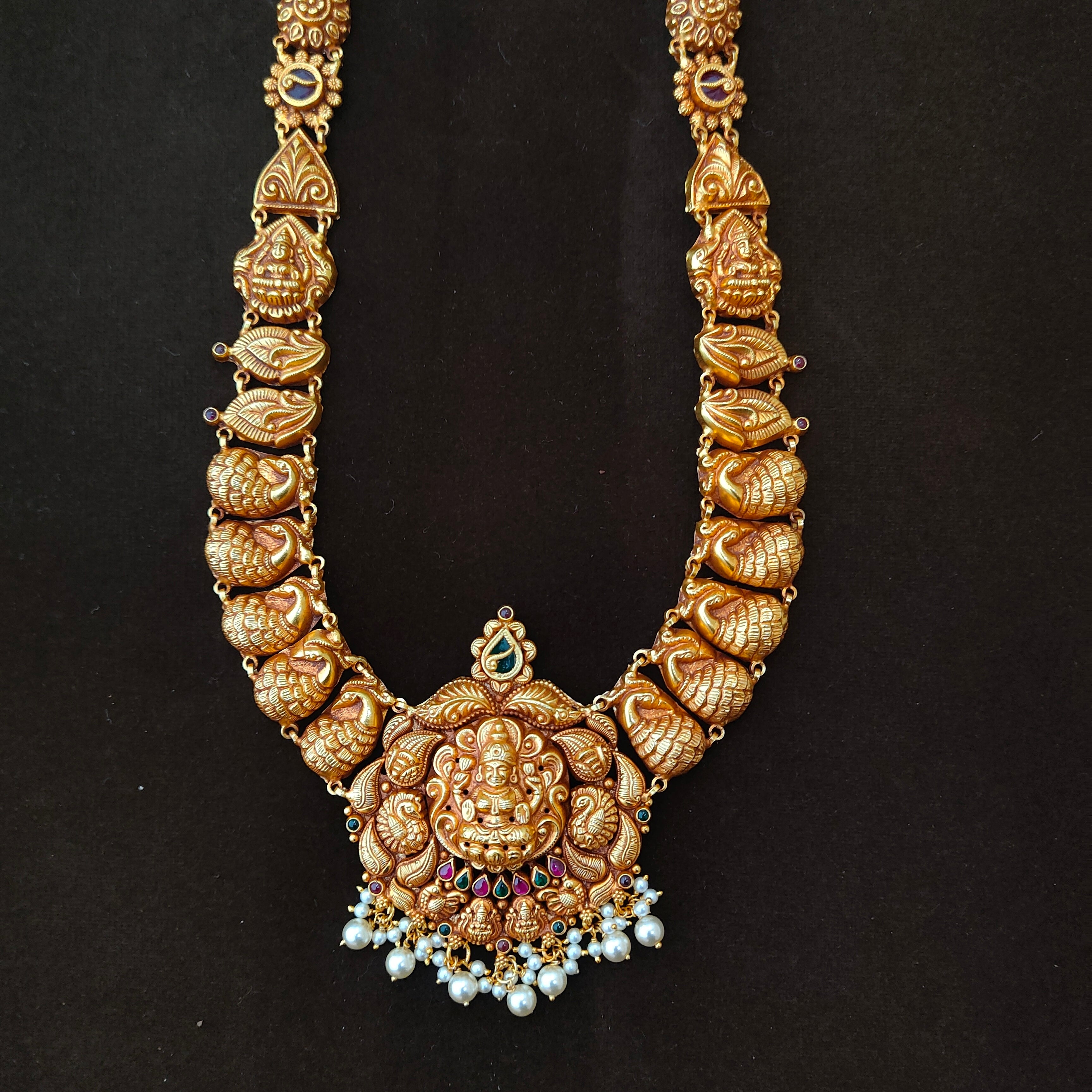 925 Silver Gold Plated Nakshi Haram-1890