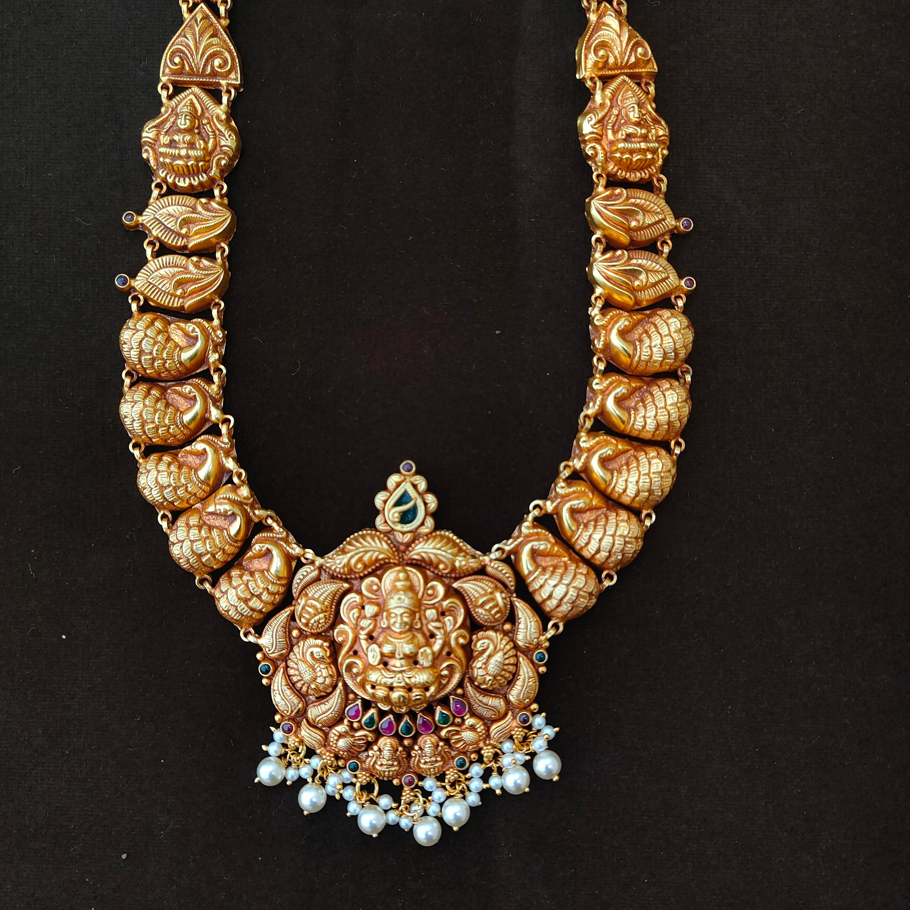 925 Silver Gold Plated Nakshi Haram-1890