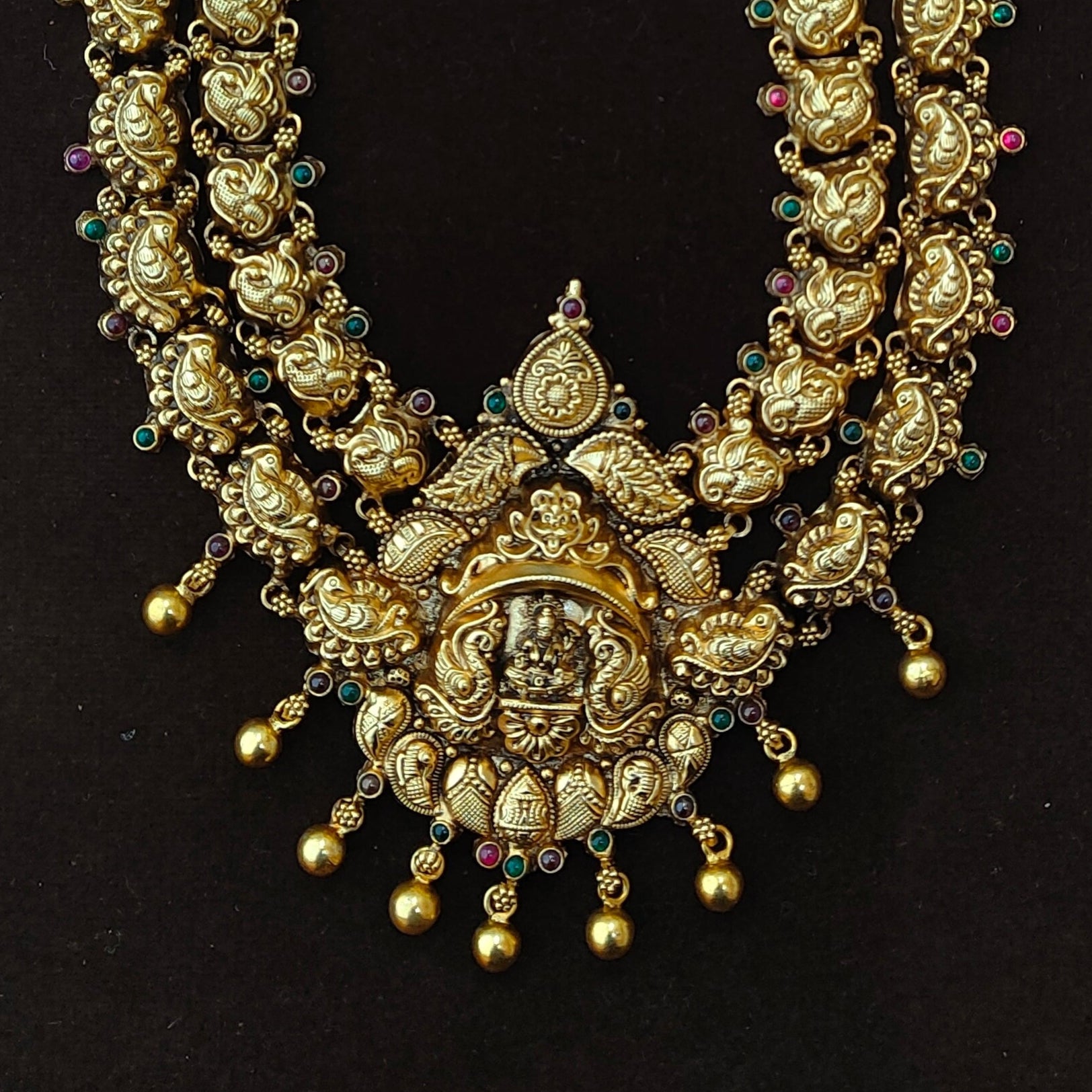 925 Silver Gold Plated Nakshi Haram-1344