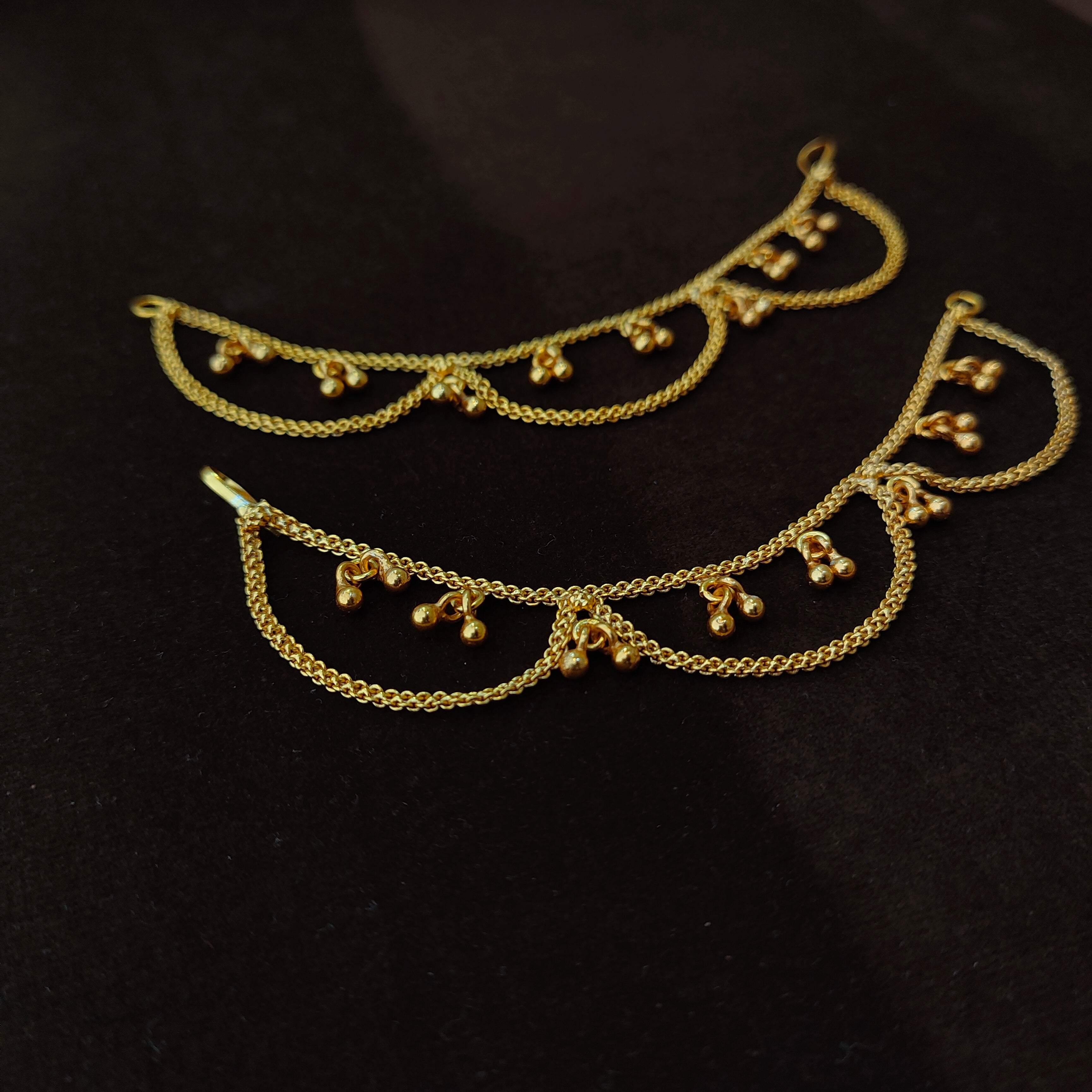 925 Silver Gold Plated Beads Earchain -1348