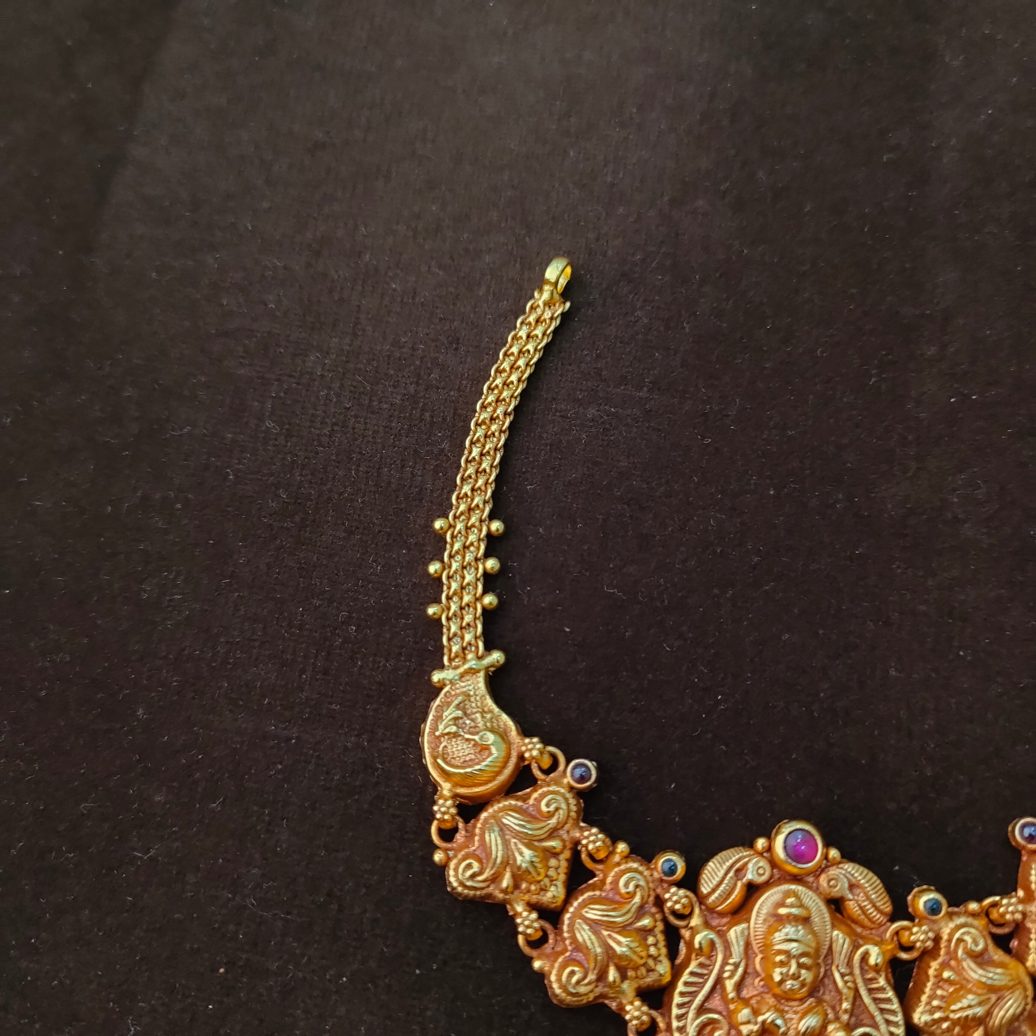 925 Silver Gold Plated Lakshmi Neckpiece -1372