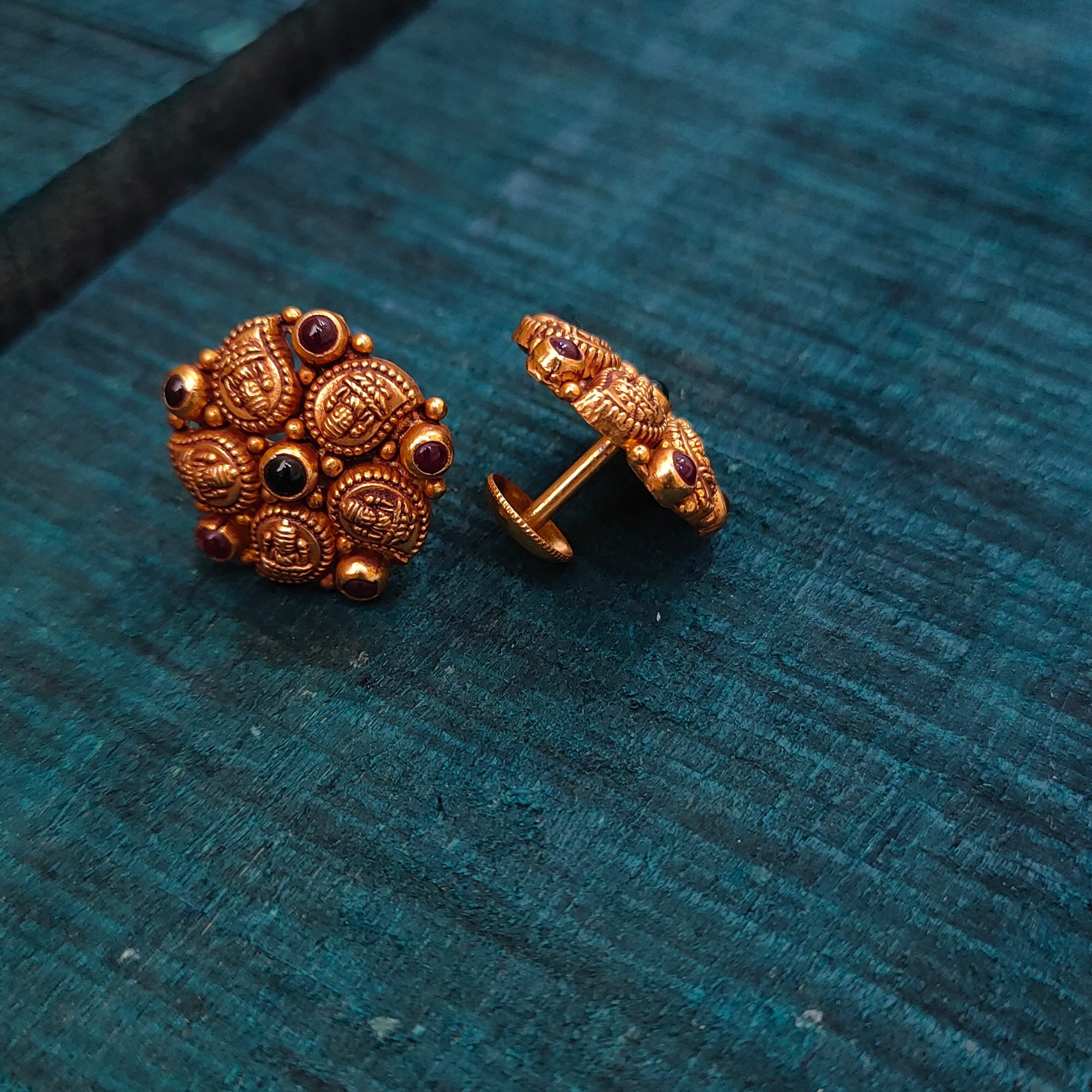 925 Silver Gold Plated Nakshi Earstud -1402