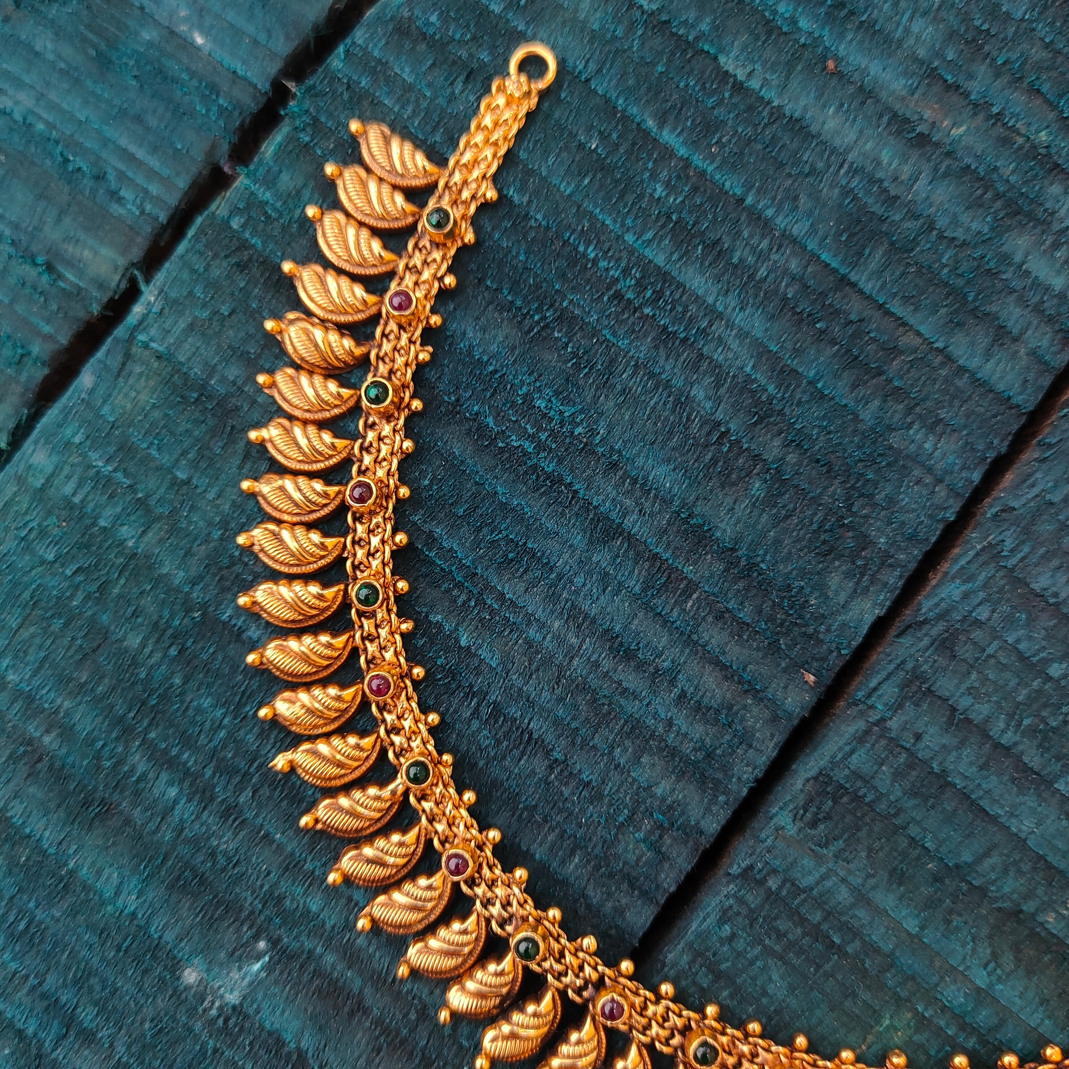 925 Silver Gold Plated Leaf Necklace-4120