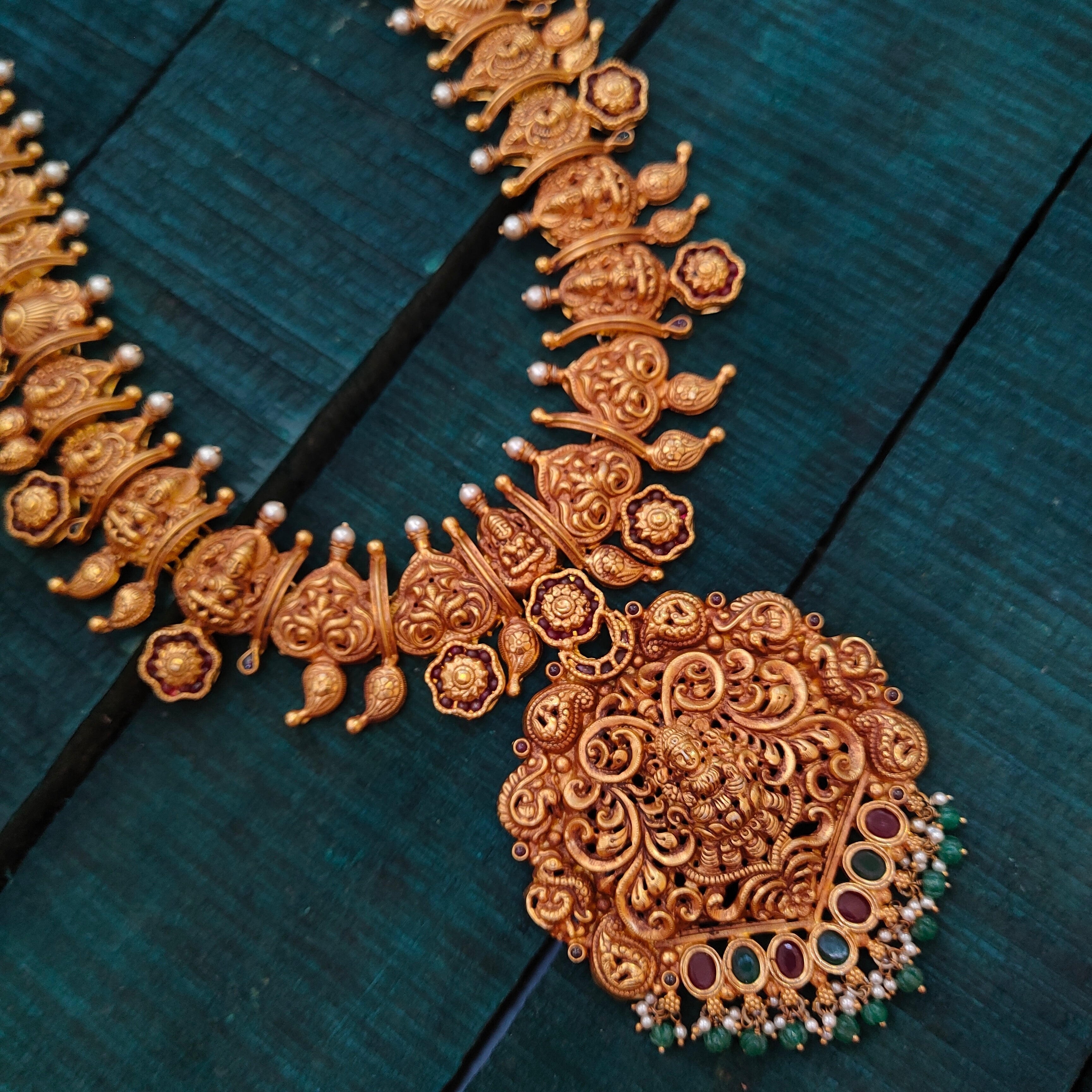 925 Silver Gold Plated Nakshi Haram -1427