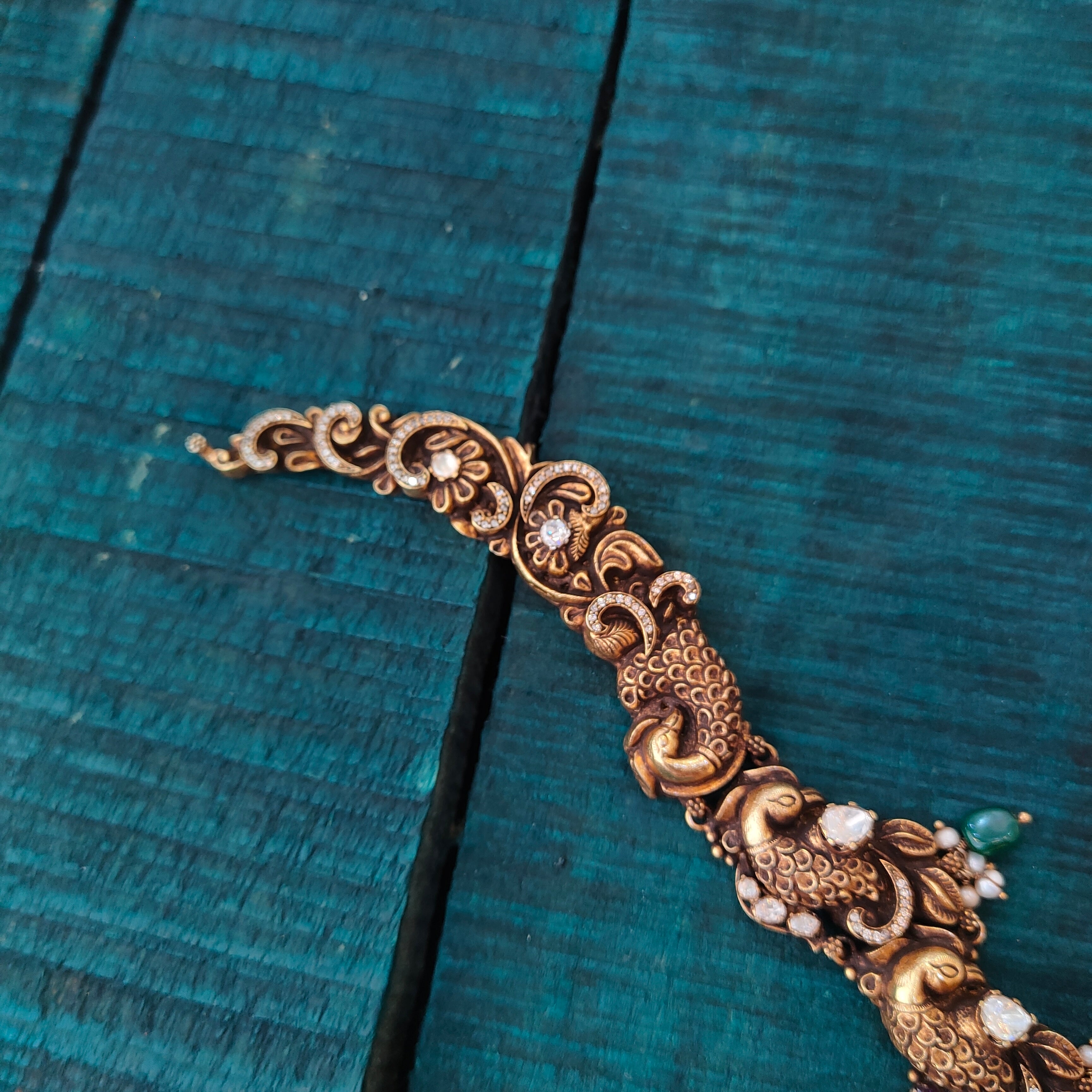 925 Silver Antique Peacock Haram -1431