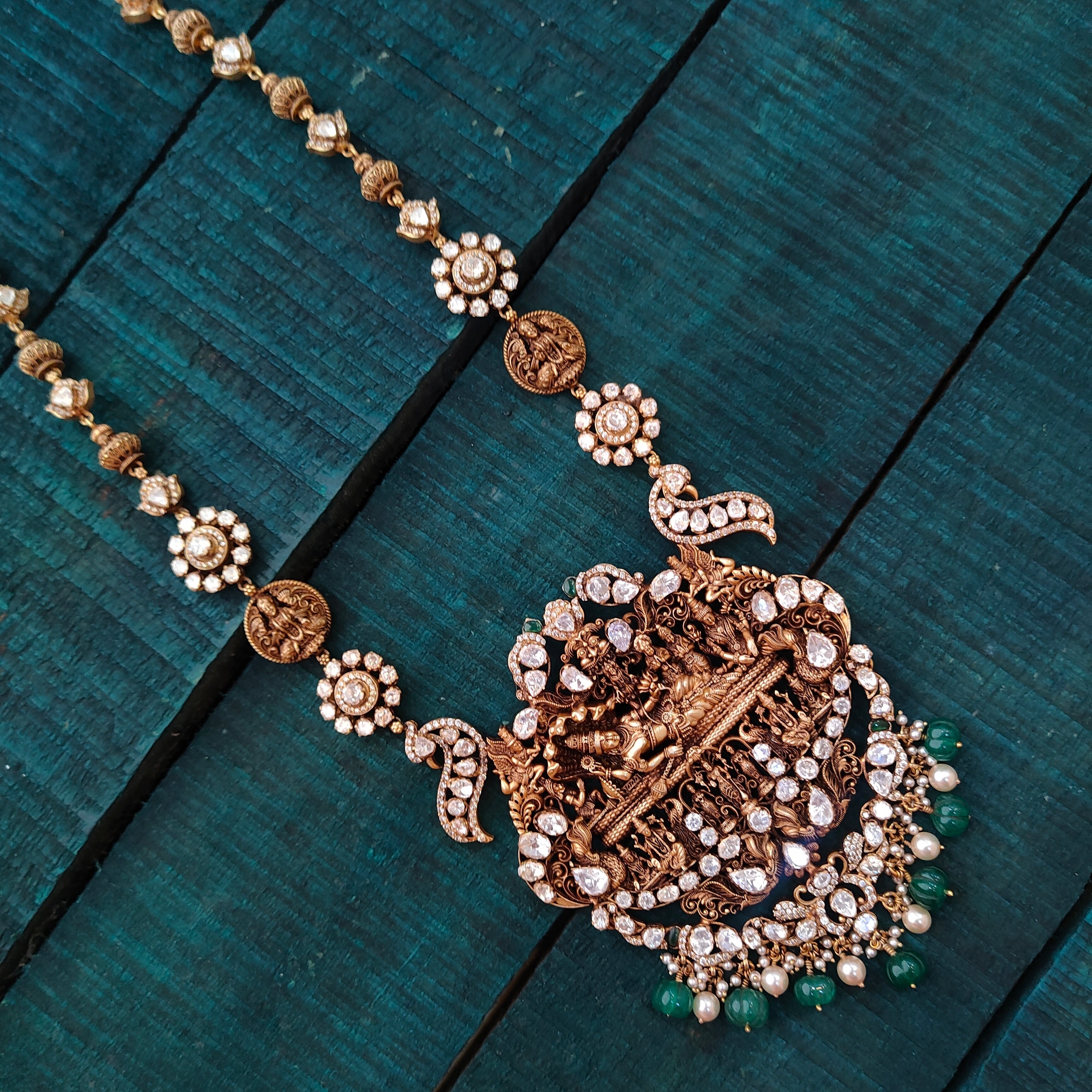 925 Silver Antique Vishnu Haram - 1490 ( MADE TO ORDER )