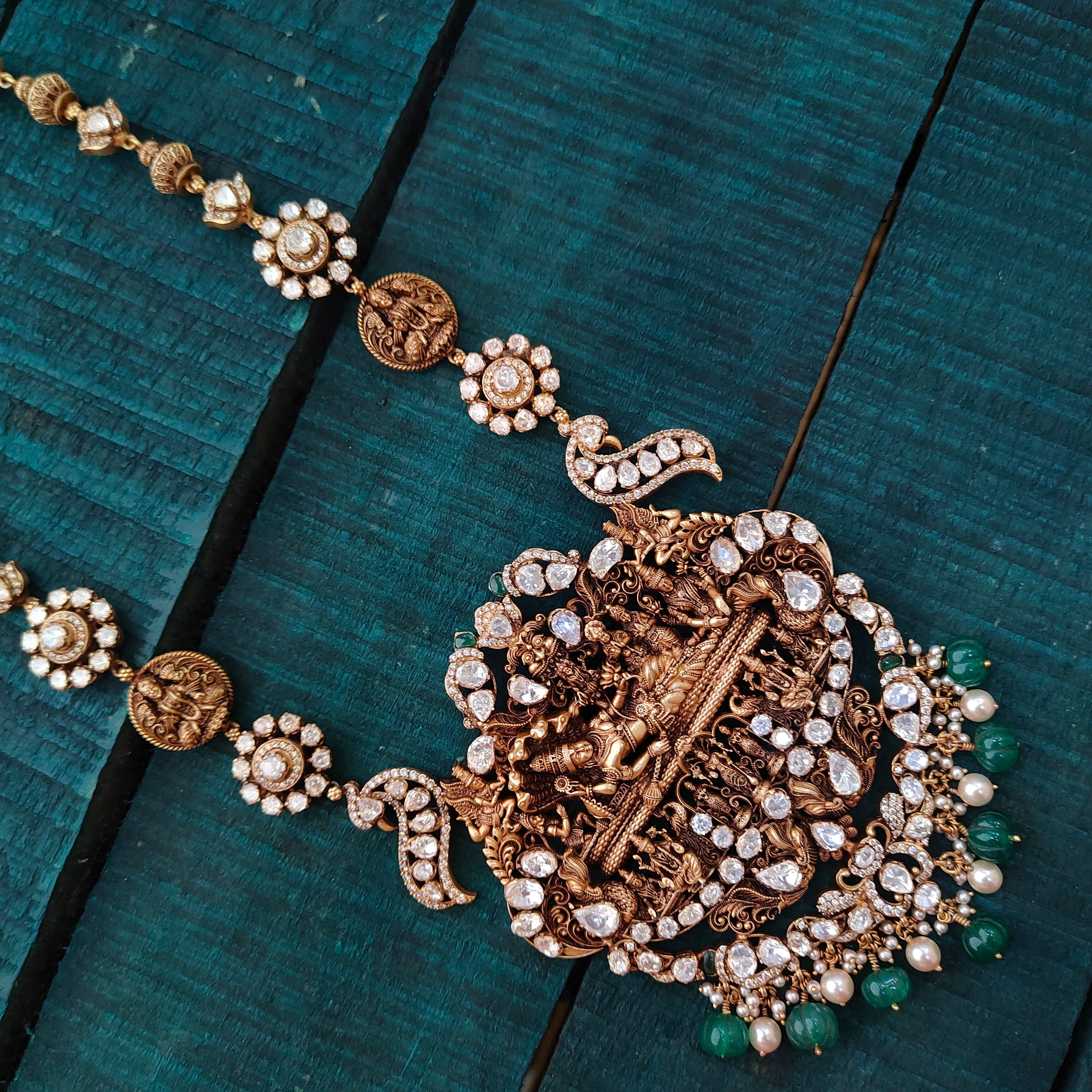 925 Silver Antique Vishnu Haram - 1490 ( MADE TO ORDER )