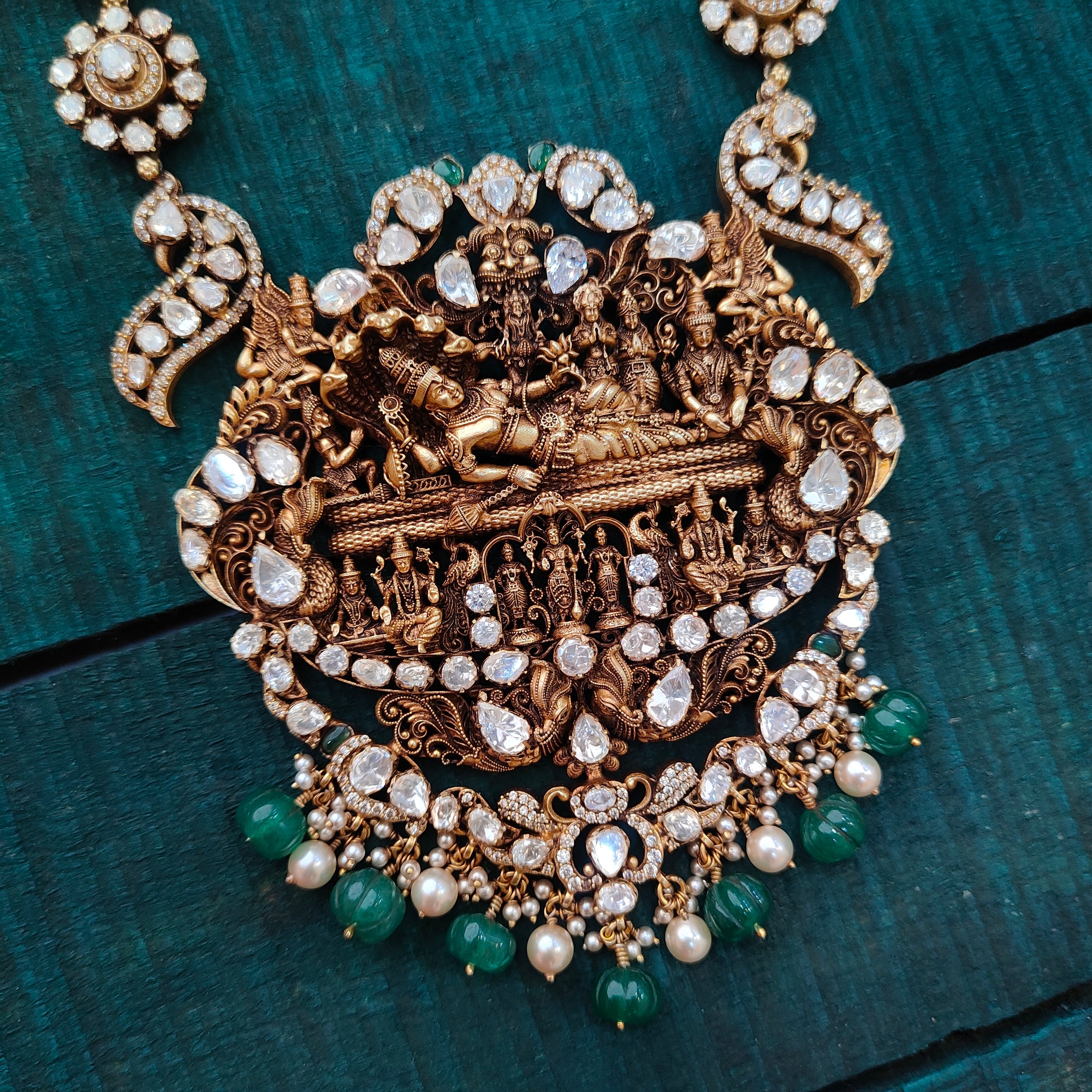 925 Silver Antique Vishnu Haram - 1490 ( MADE TO ORDER )