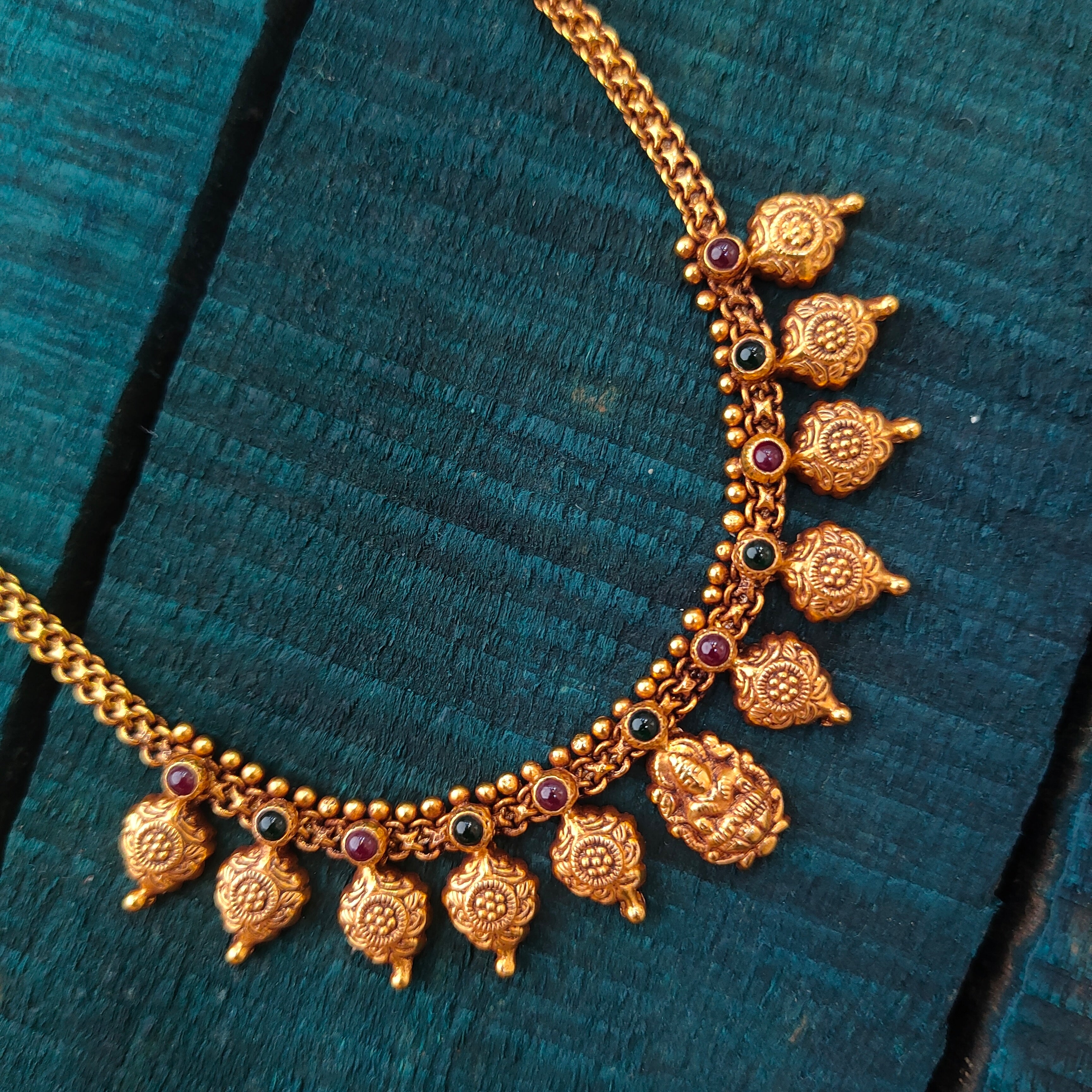 925 Silver Gold Plated Lakshmi Necklace -1449
