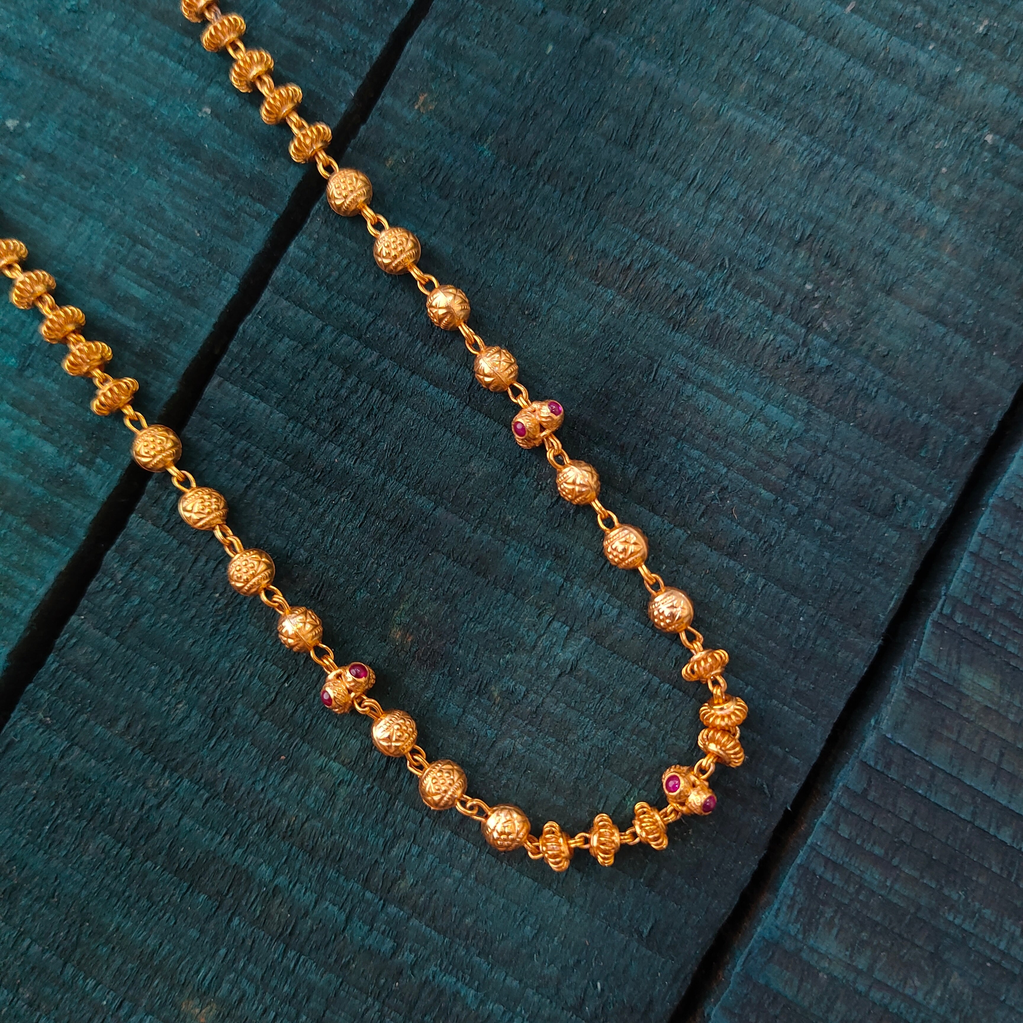 925 Silver Gold Plated Ball Chain-1423